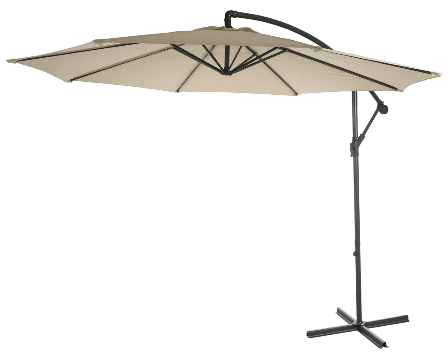 Acerra zweefparasol, parasol, Ø 3m kantelbaar, polyester/staal 11kg ~ crème met voet