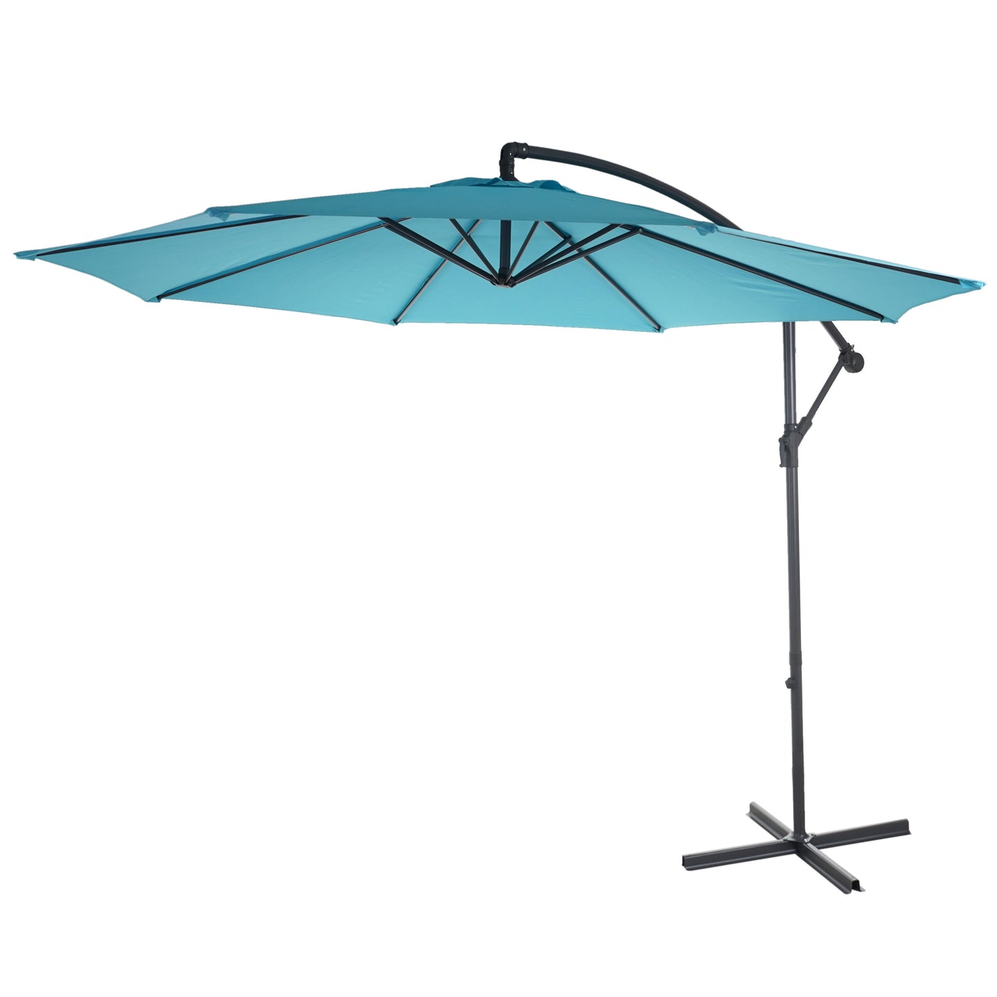 Acerra zweefparasol, parasol, Ø 3m kantelbaar, polyester/staal 11kg ~ turquoise-blauw zonder voet
