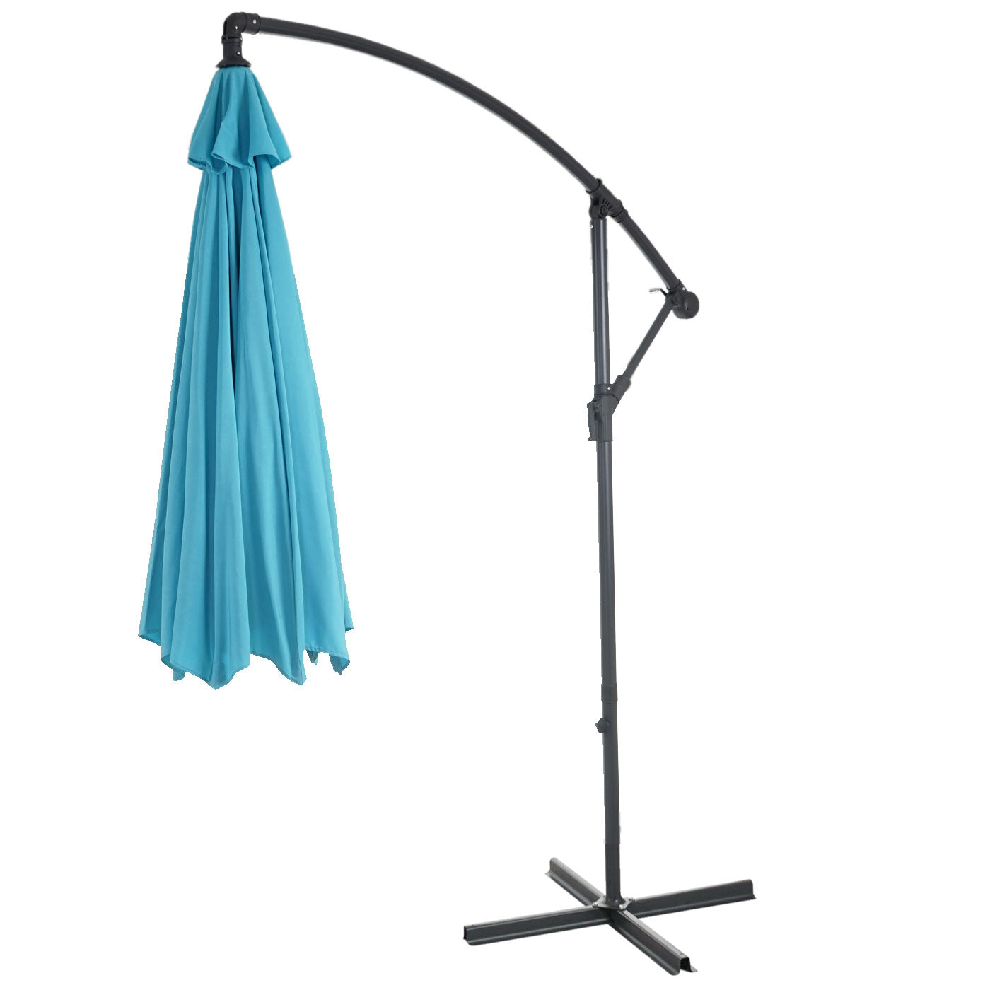 Acerra zweefparasol, parasol, Ø 3m kantelbaar, polyester/staal 11kg ~ turquoise-blauw met voet