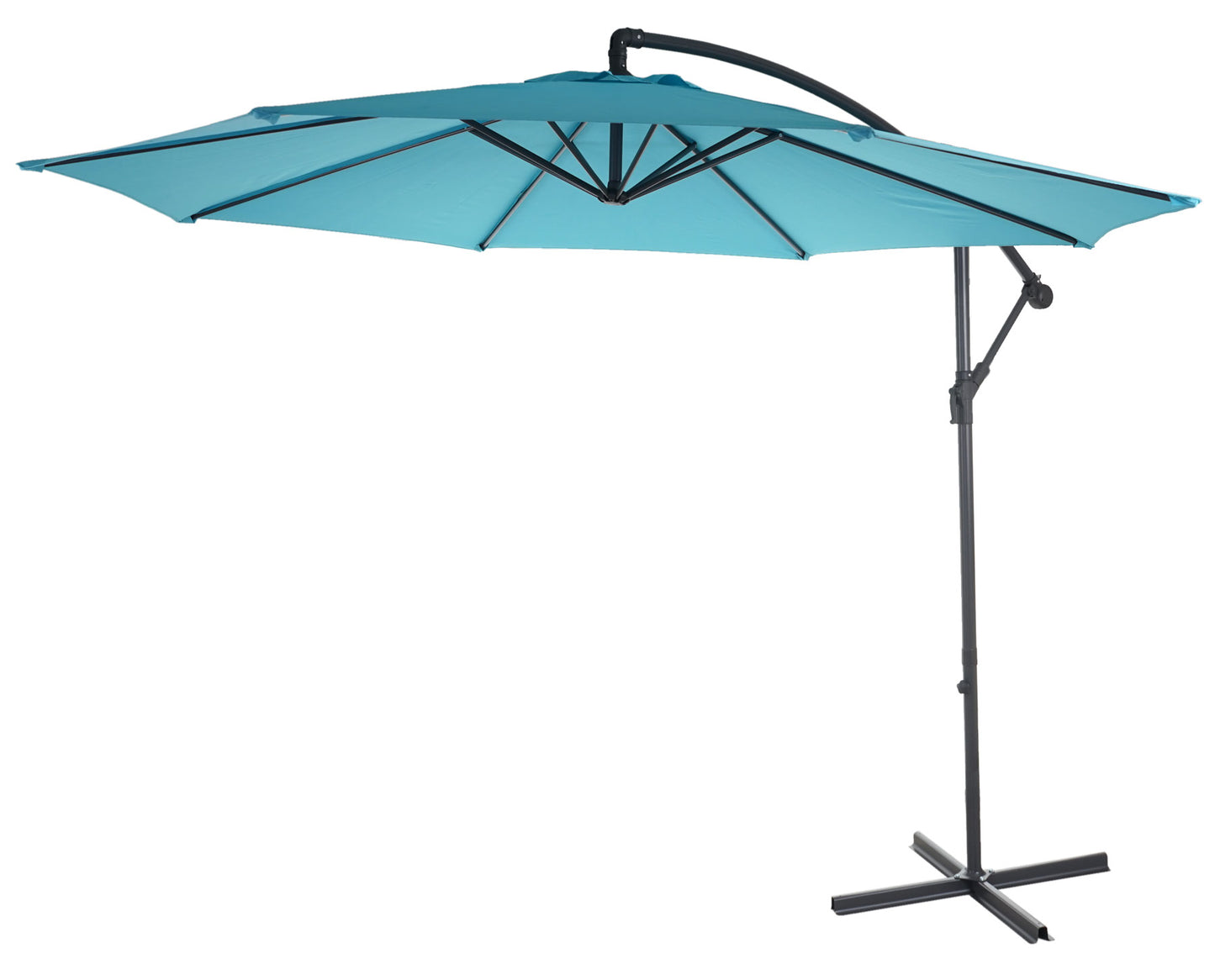 Acerra zweefparasol, parasol, Ø 3m kantelbaar, polyester/staal 11kg ~ turquoise-blauw met voet