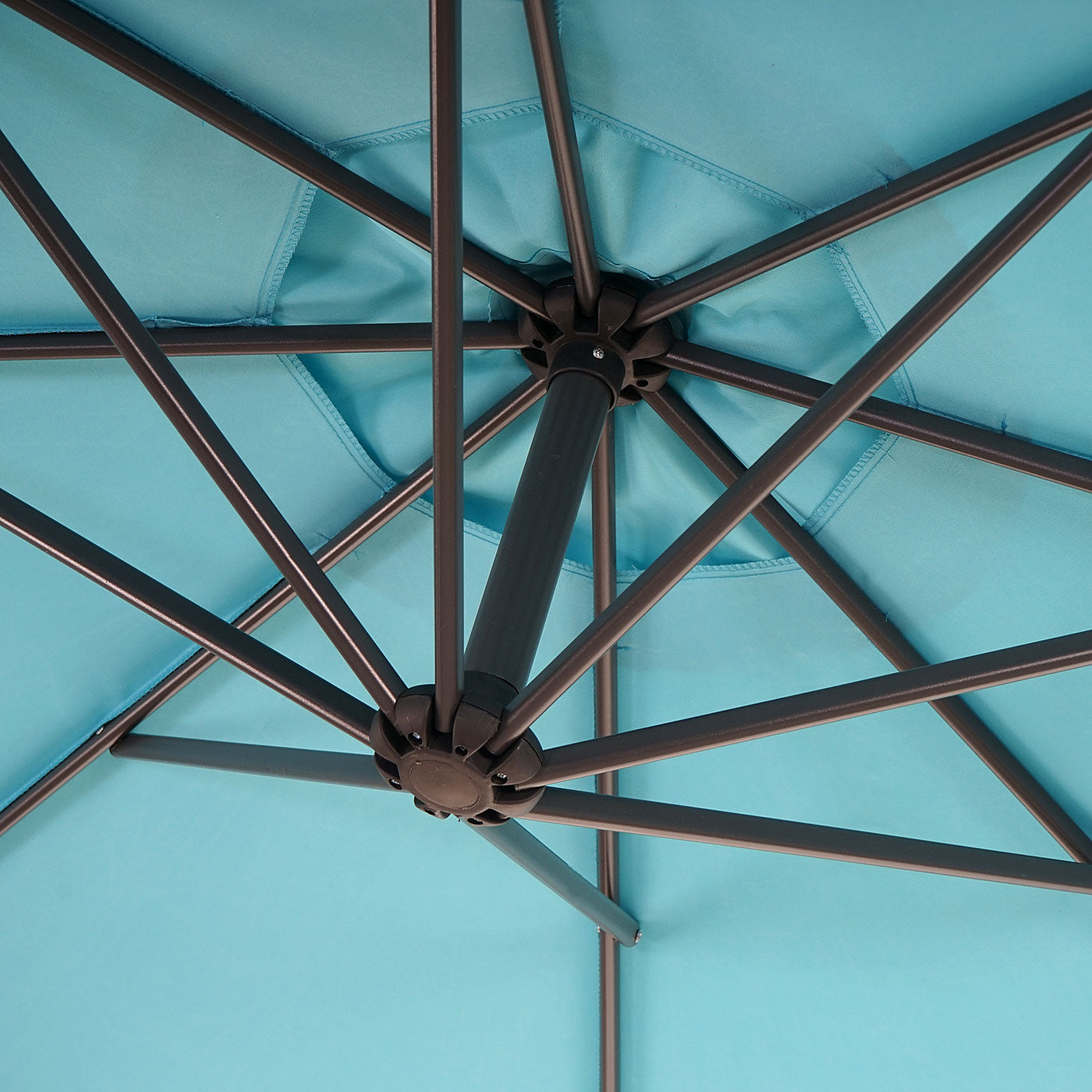 Acerra zweefparasol, parasol, Ø 3m kantelbaar, polyester/staal 11kg ~ turquoise-blauw met voet