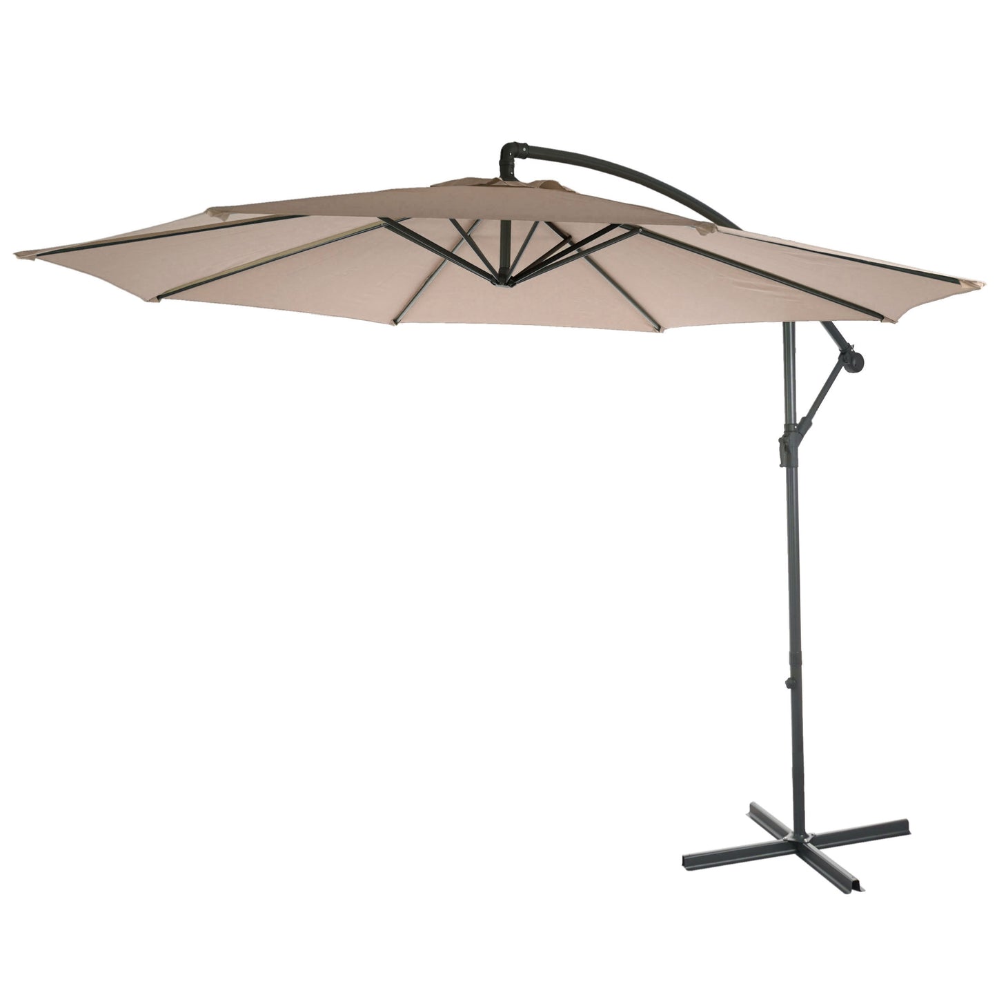 Acerra zweefparasol, parasol, Ø 3m kantelbaar, polyester/staal 11kg ~ zand-beige zonder voet