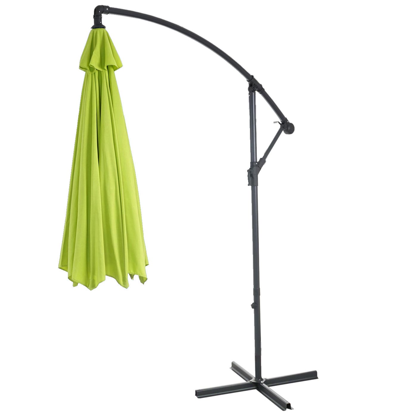 Acerra zweefparasol, parasol, Ø 3m kantelbaar, polyester/staal 11kg ~ green-lemon met voet