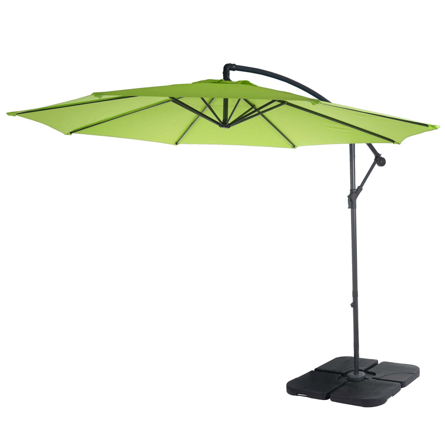Acerra zweefparasol, parasol, Ø 3m kantelbaar, polyester/staal 11kg ~ green-lemon met voet