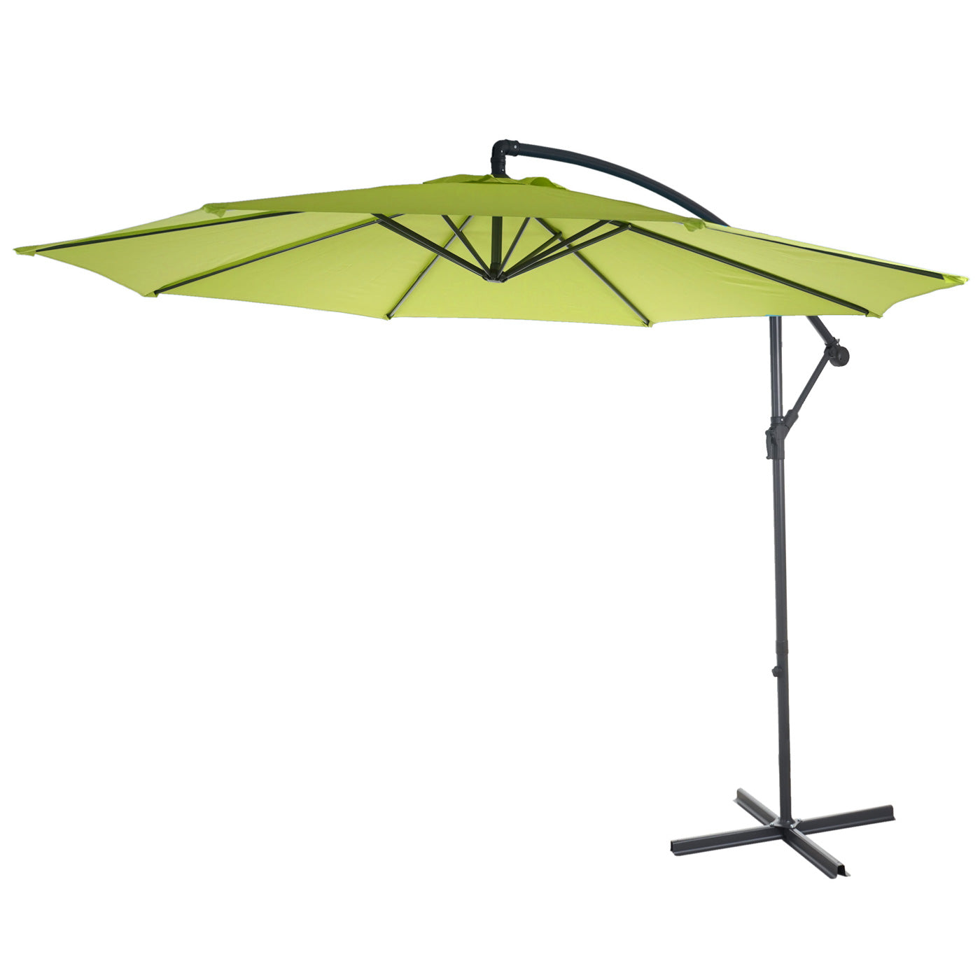 Acerra zweefparasol, parasol, Ø 3m kantelbaar, polyester/staal 11kg ~ green-lemon zonder voet