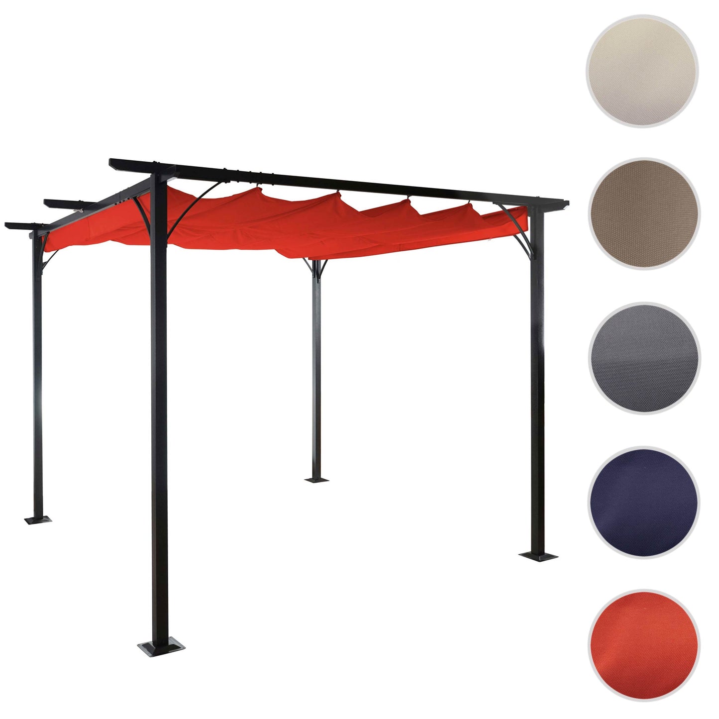 Pergola MCW-C42, tuinpaviljoen, stevig 6cm frame + schuifdak ~ 3,5x3,5m terracotta
