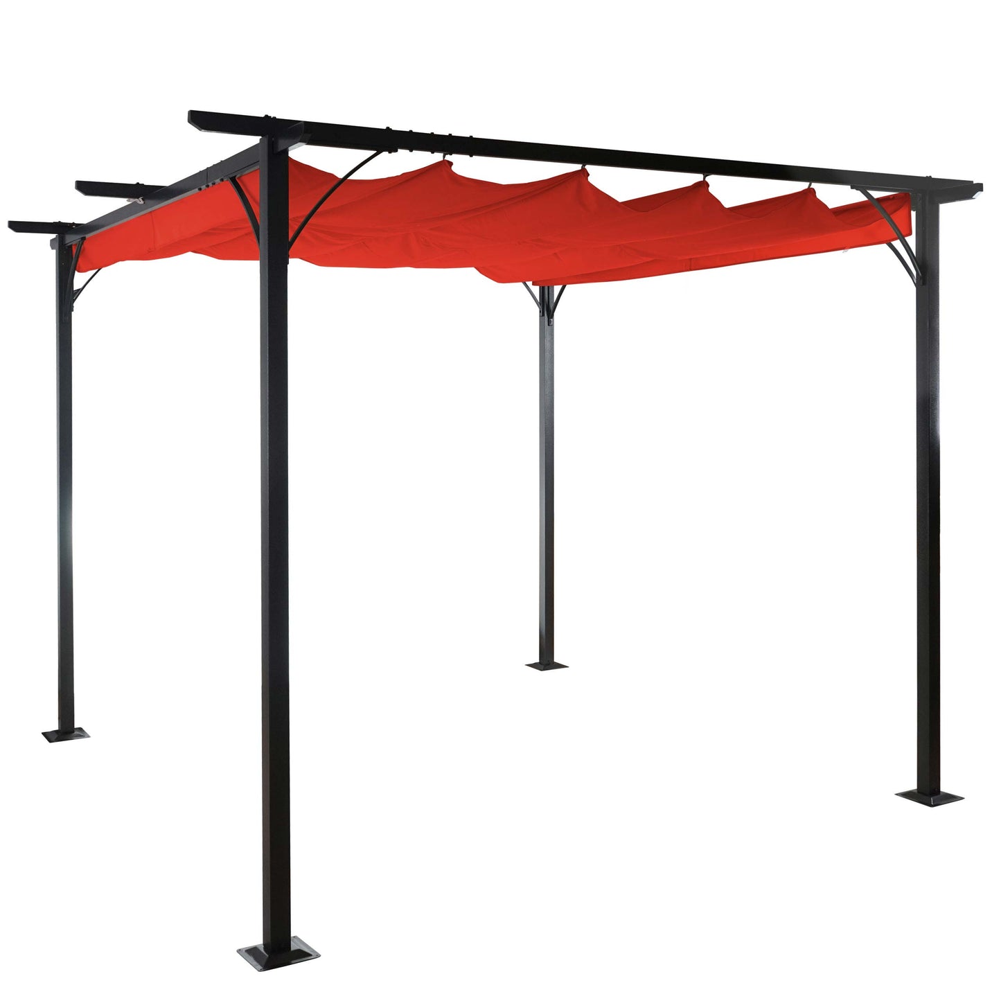 Pergola MCW-C42, tuinpaviljoen, stevig 6cm frame + schuifdak ~ 3,5x3,5m terracotta