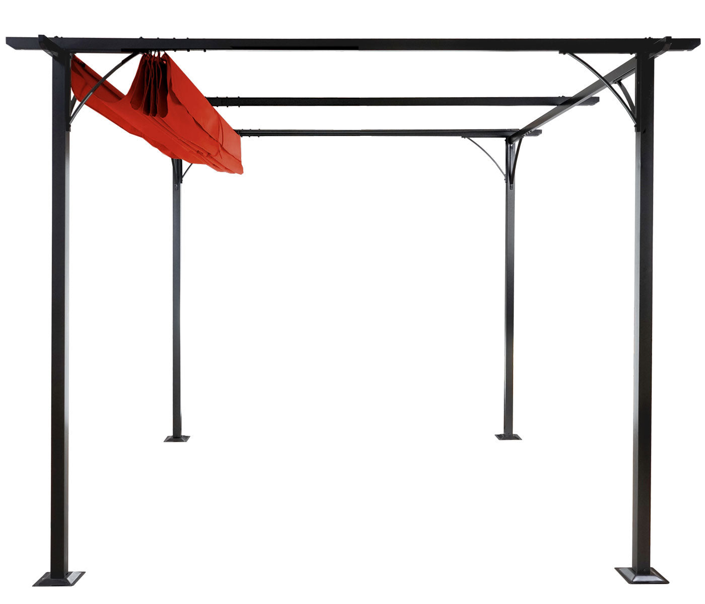 Pergola MCW-C42, tuinpaviljoen, stevig 6cm frame + schuifdak ~ 3,5x3,5m terracotta