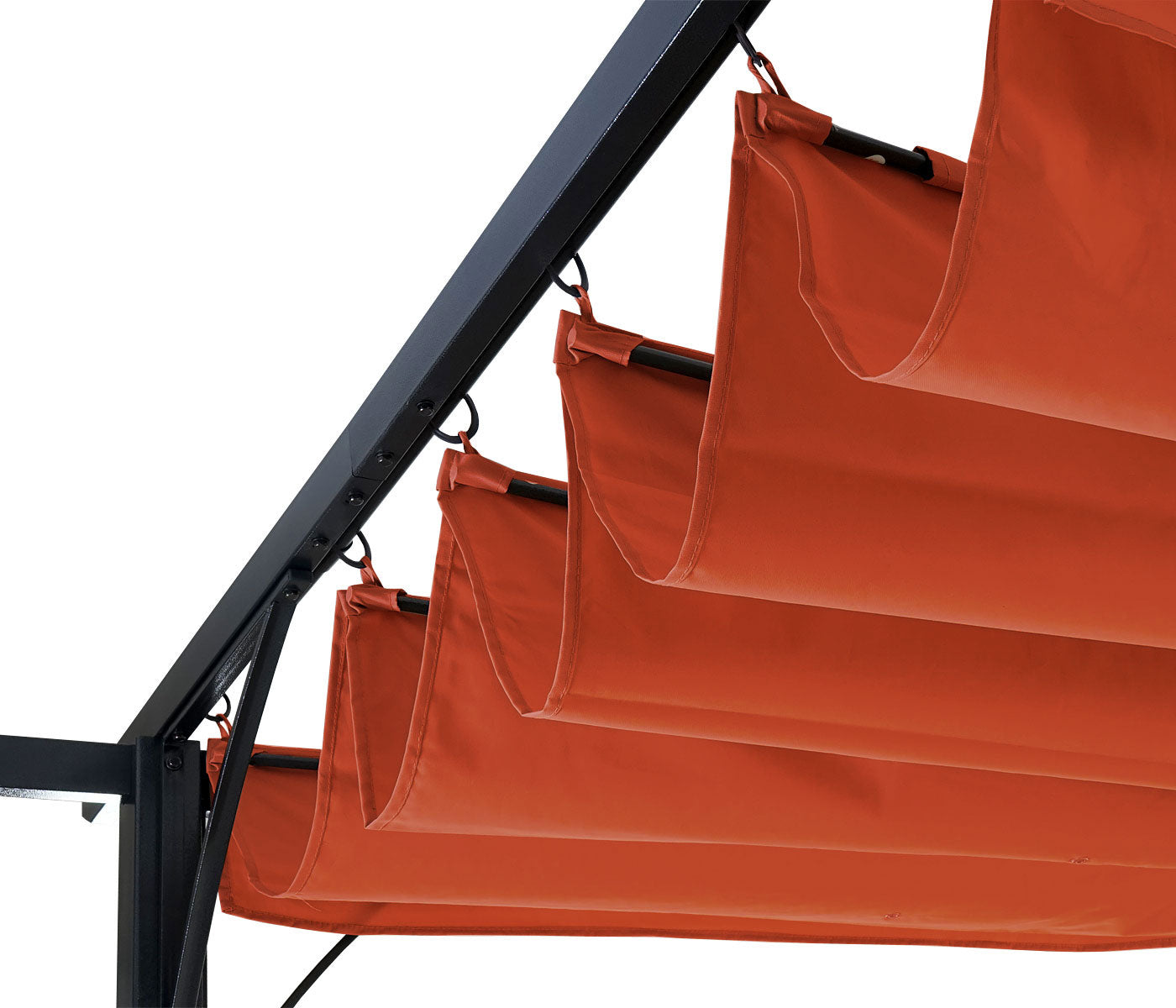 Pergola MCW-C42, tuinpaviljoen, stevig 6cm frame + schuifdak ~ 3,5x3,5m terracotta