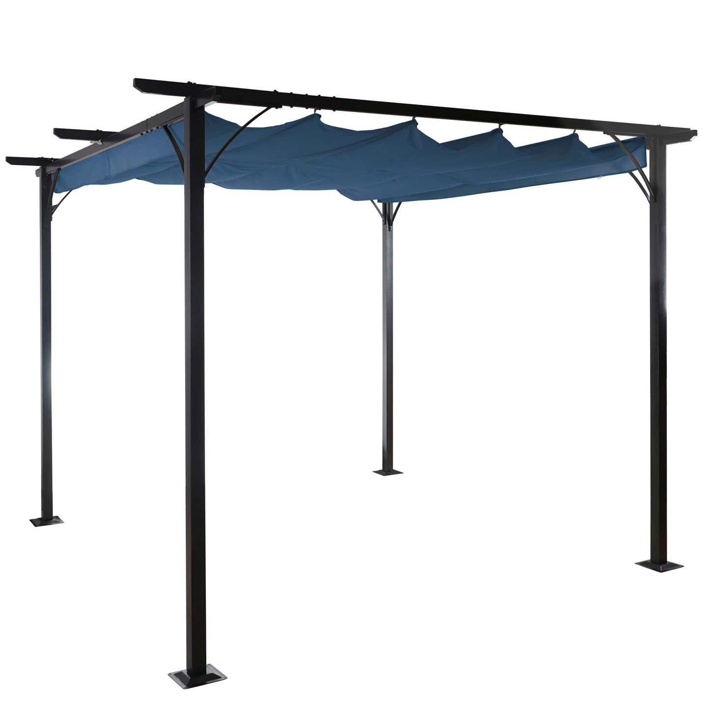 Pergola MCW-C42, tuinpaviljoen, stevig 6cm frame + schuifdak ~ 3x3m blauw