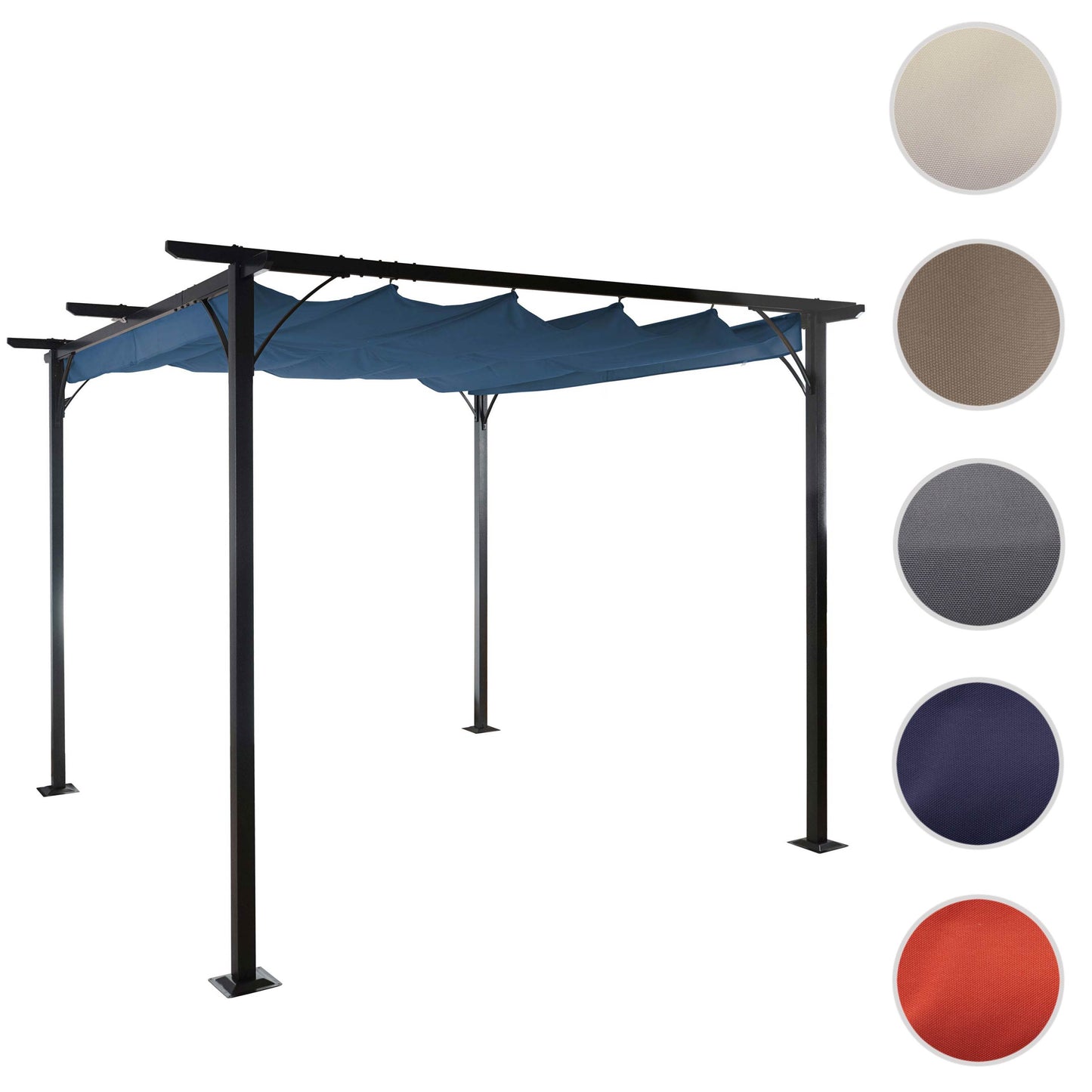 Pergola MCW-C42, tuinpaviljoen, stevig 6cm frame + schuifdak ~ 3x3m blauw
