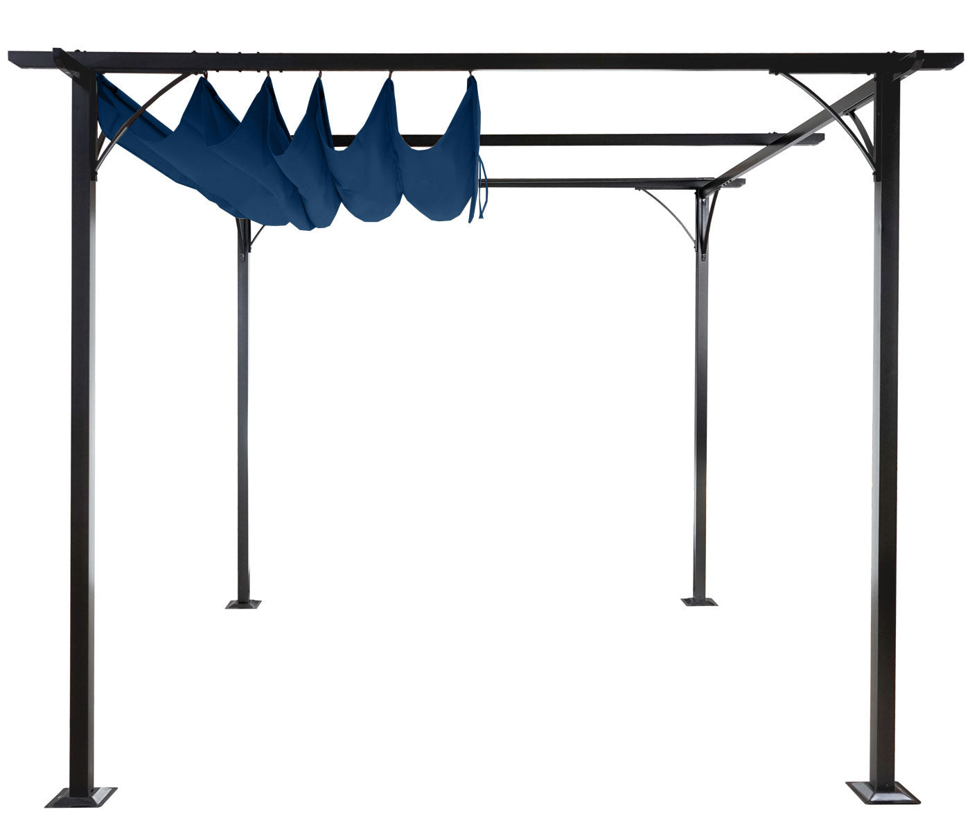 Pergola MCW-C42, tuinpaviljoen, stevig 6cm frame + schuifdak ~ 3x3m blauw