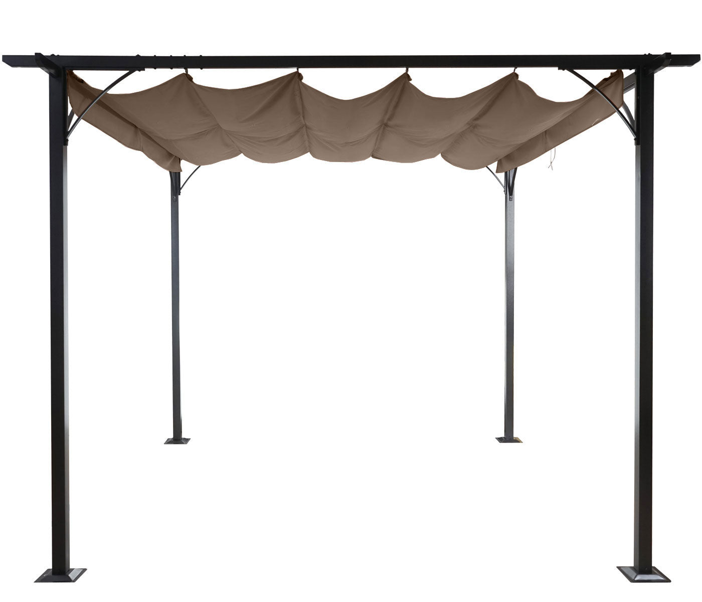 Pergola MCW-C42, tuinpaviljoen, stevig 6cm frame + schuifdak ~ 3,5x3,5m taupe-bruin