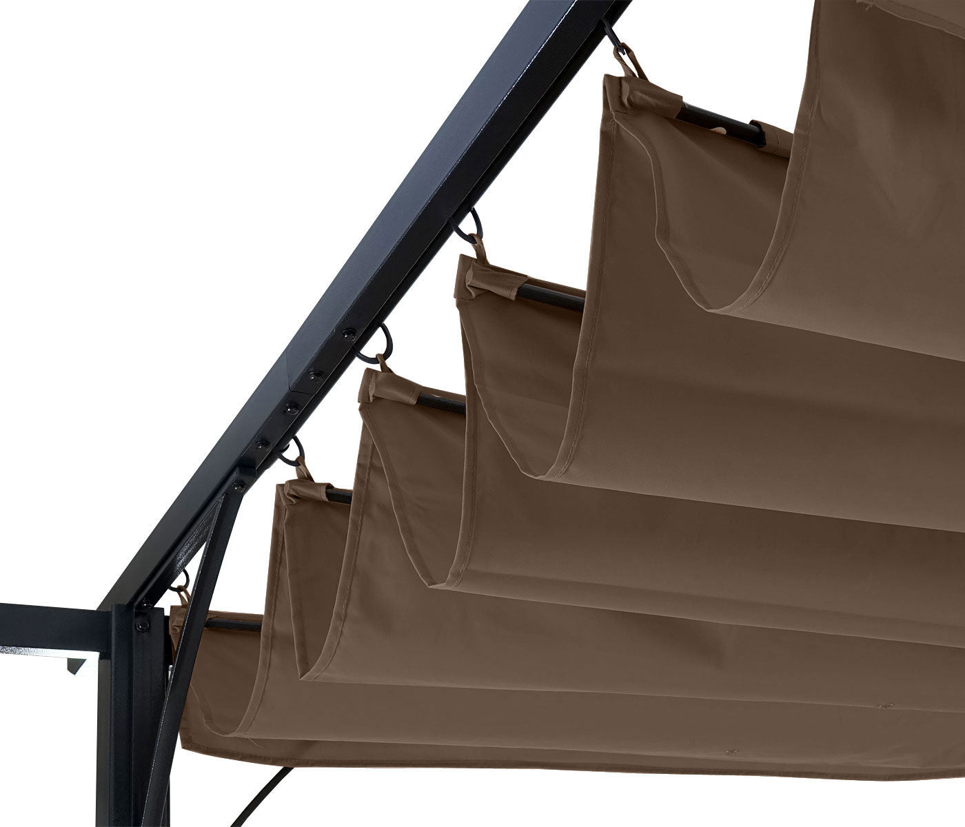 Pergola MCW-C42, tuinpaviljoen, stevig 6cm frame + schuifdak ~ 3,5x3,5m taupe-bruin