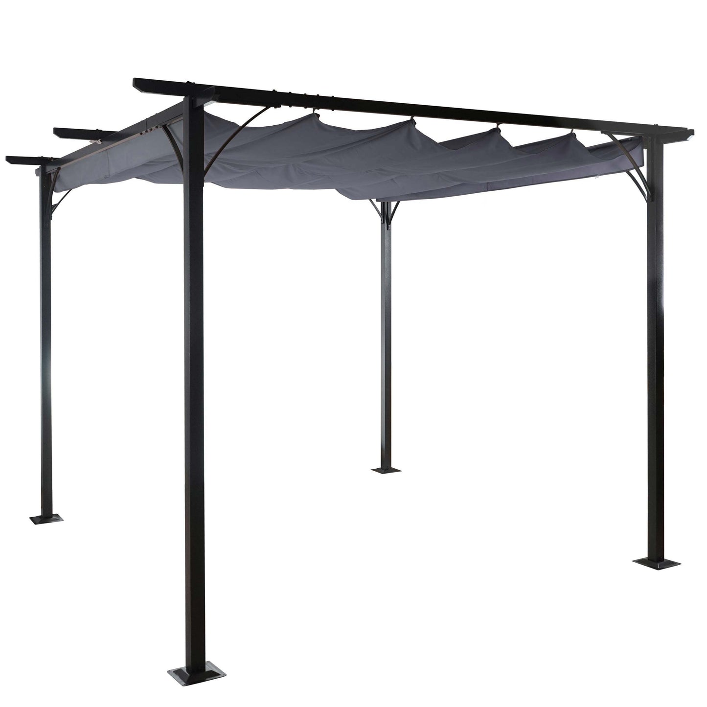 Pergola MCW-C42, tuinpaviljoen, stevig 6cm frame + schuifdak ~ 3,5x3,5m grijs