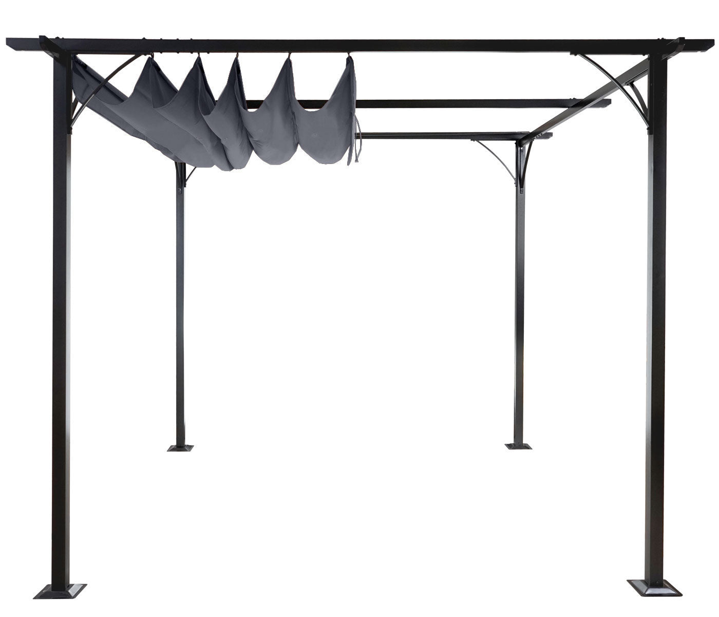 Pergola MCW-C42, tuinpaviljoen, stevig 6cm frame + schuifdak ~ 3,5x3,5m grijs
