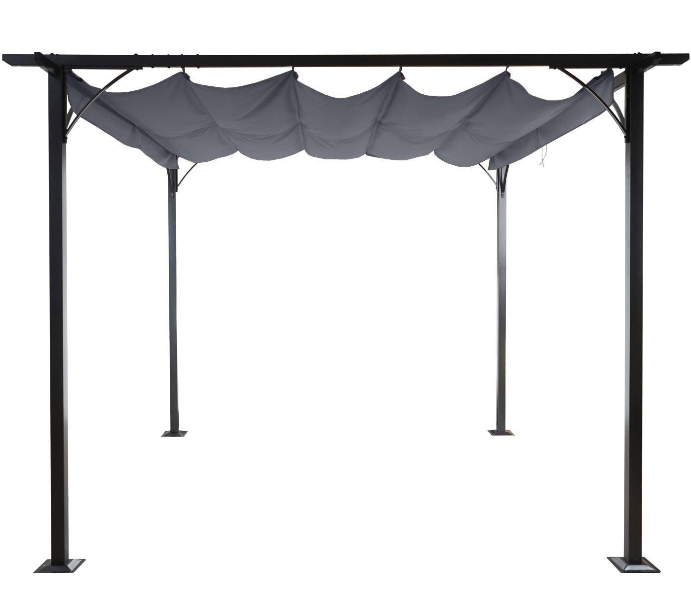Pergola MCW-C42, tuinpaviljoen, stevig 6cm frame + schuifdak ~ 3,5x3,5m grijs