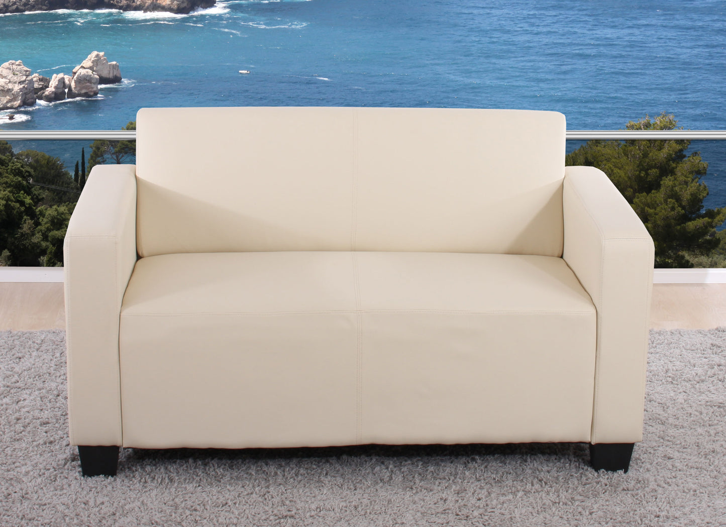 Modulaire 2-zits bank Lyon loungebank kunstleer 136cm ~ crème