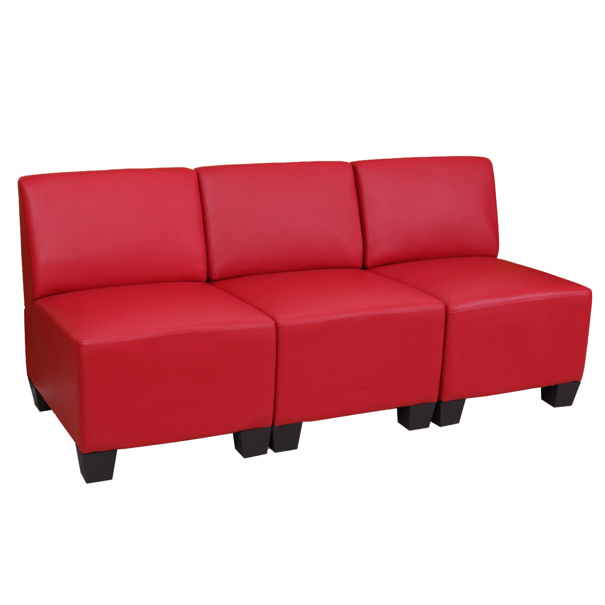 Modulaire 3-zitsbank Lyon, kunstleer ~ rood, zonder armleuningen
