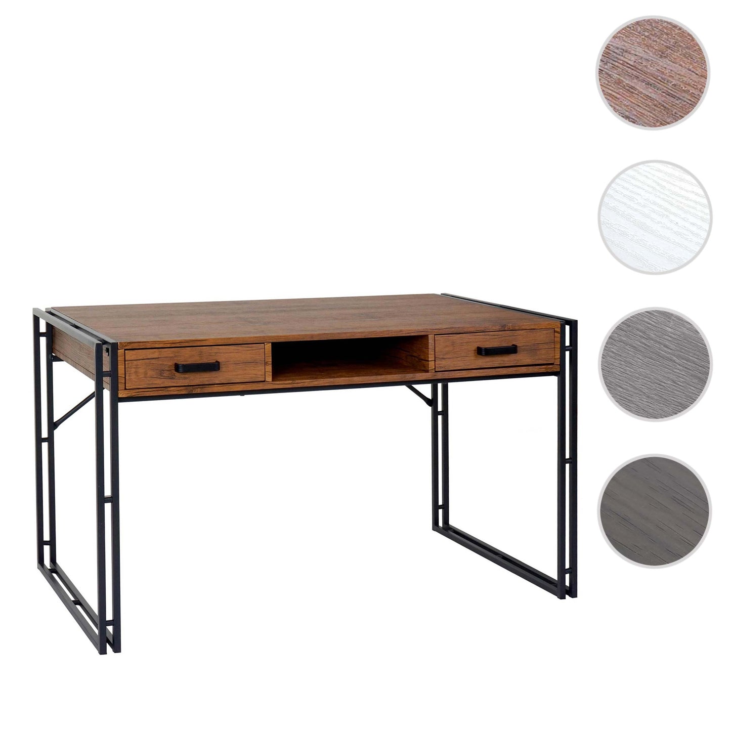 Bureau MCW-A27, bureau computer computer, 122x70cm 3D structuur ~ wilde eik look