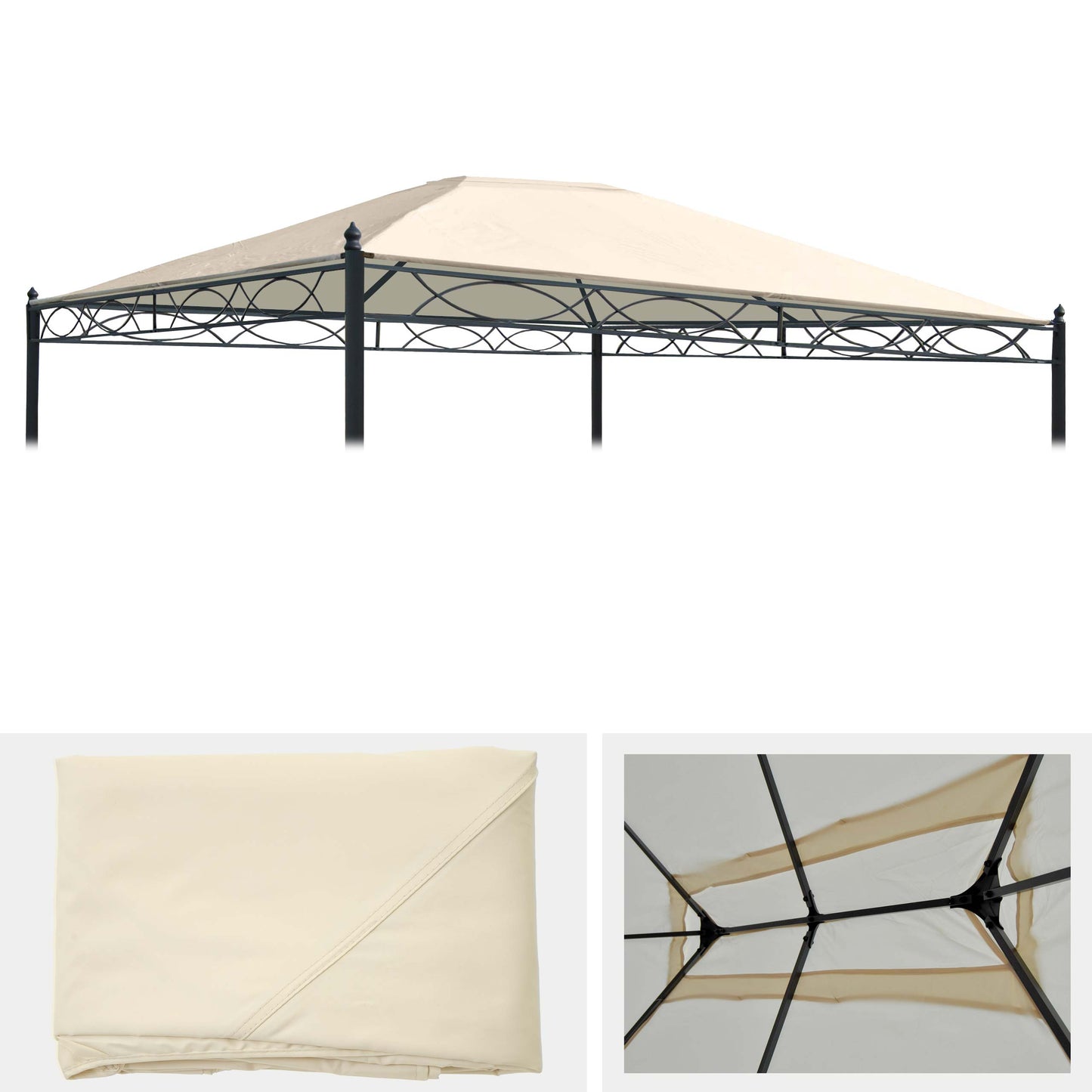 Vervangende afdekking voor pergoladak paviljoen Cadiz 4x3m ~ crème