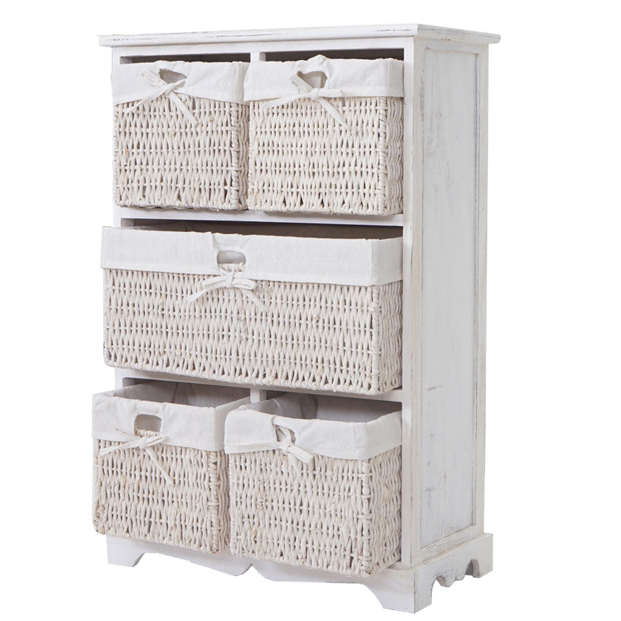 Dundee ladekast, shabby-look vintage 90x60x30cm ~ wit