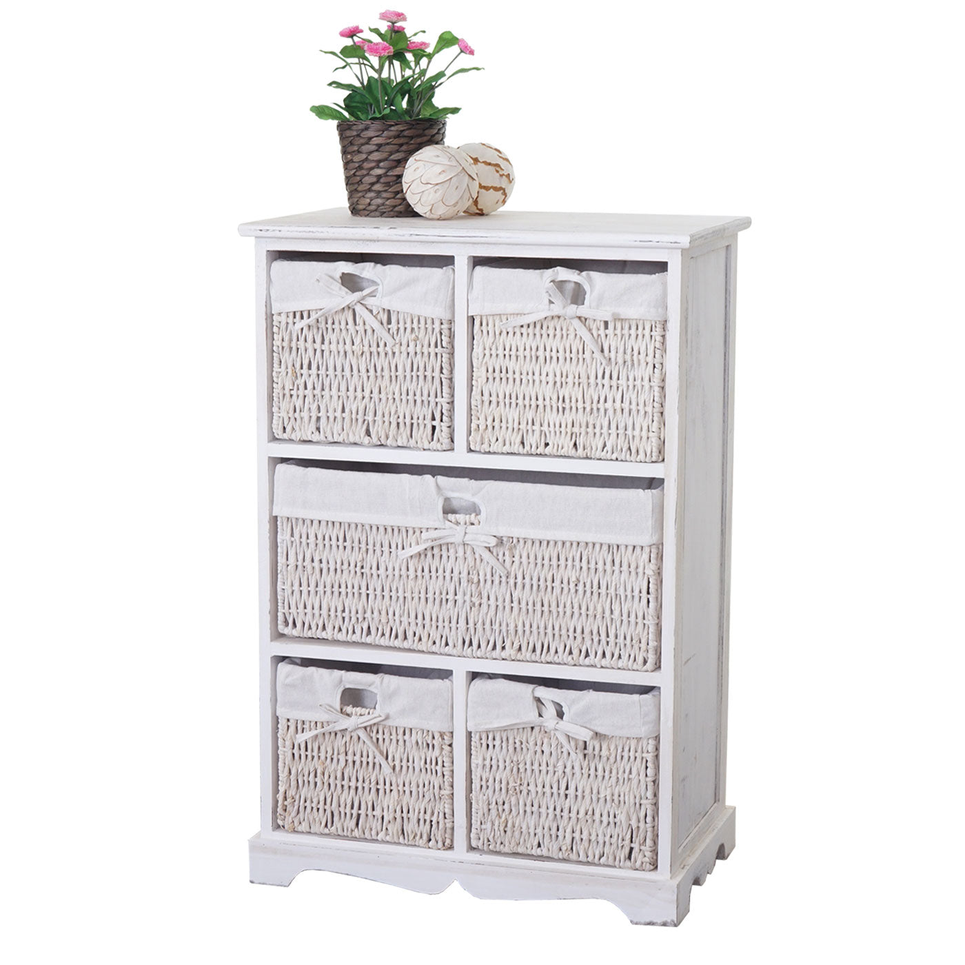 Dundee ladekast, shabby-look vintage 90x60x30cm ~ wit