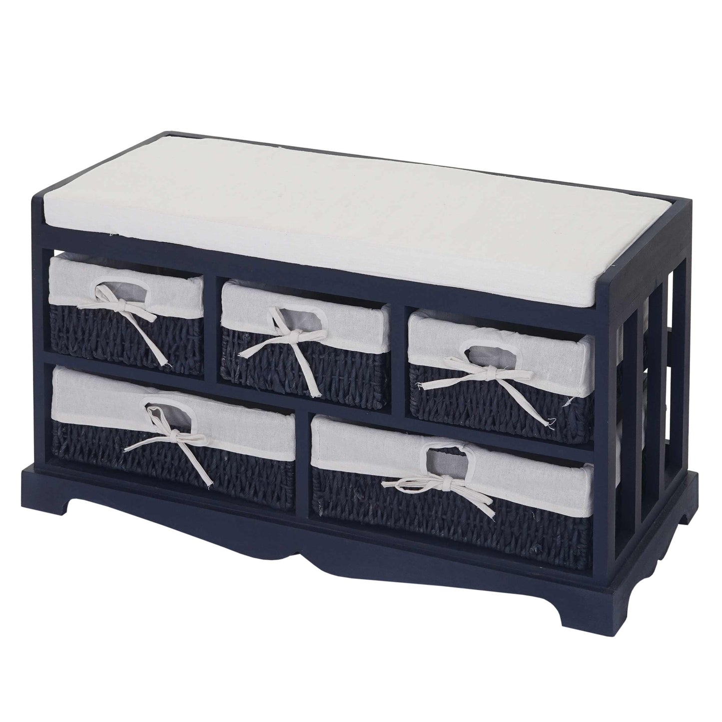 Ladekast en bank met 5 laden, 45x77x36cm, shabby look, vintage ~ blauw