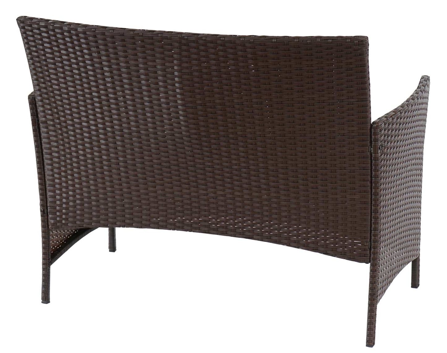 Halden poly rotan tuinbank, zitbank ~ bruin-gevlamd, groene kussens