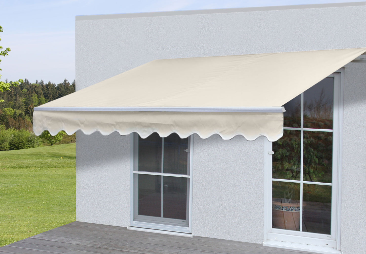 Aluminium zonnescherm MCW-E49, klaparm zonnescherm zonwering 2,5x2m ~ Polyester crème