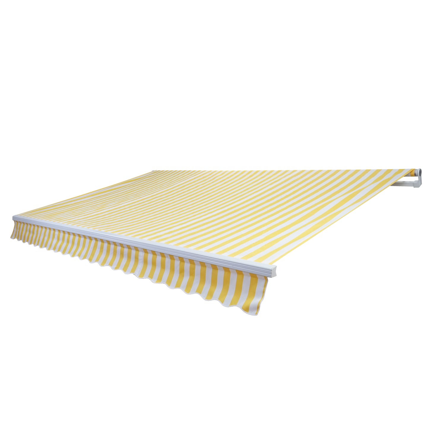 Aluminium zonnescherm MCW-E31, klaparm zonnescherm zonwering 3x2,5m ~ Polyester geel/wit