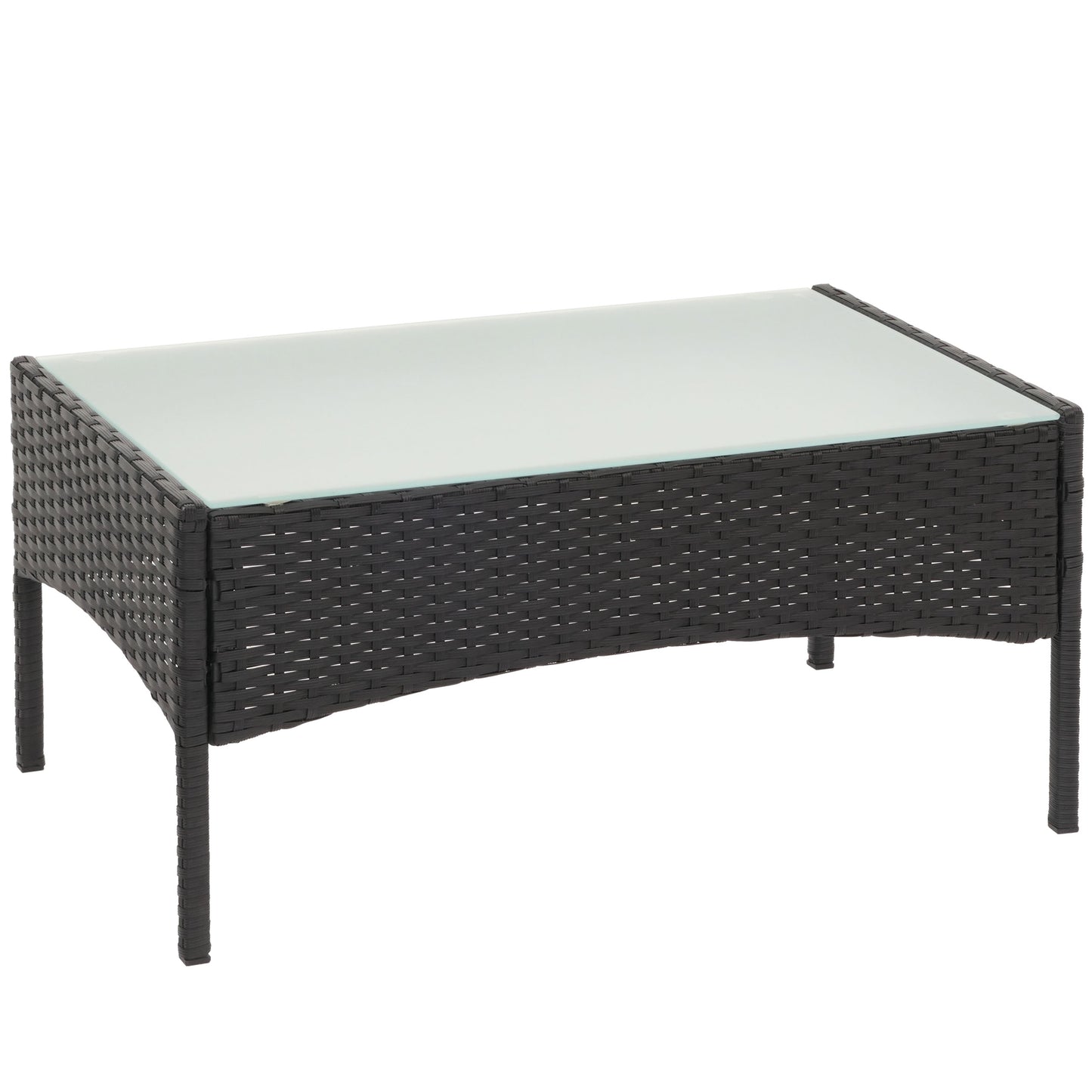 Poly-rattan tuintafel Halden, bijzettafel met glazen blad ~ antraciet