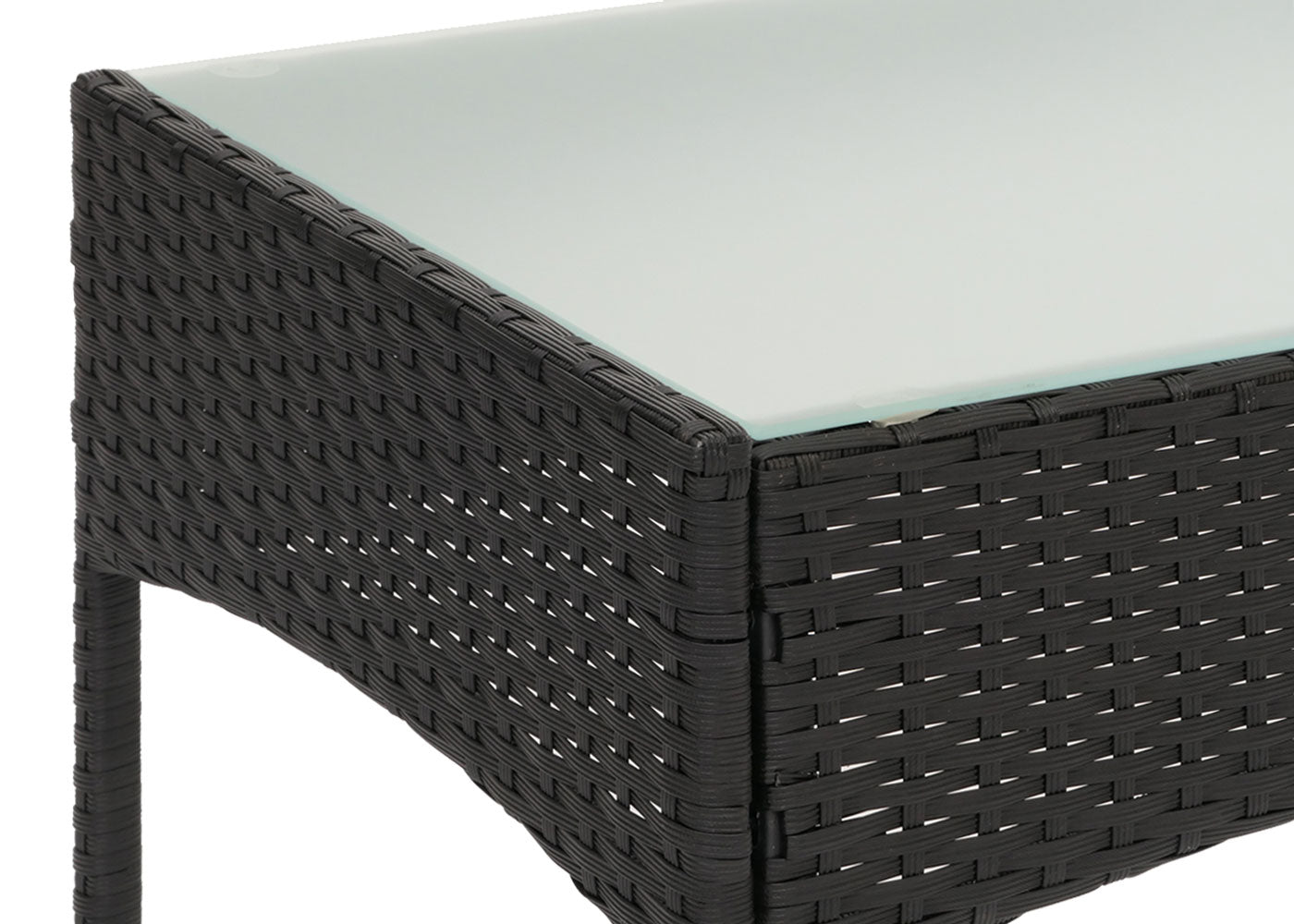 Poly-rattan tuintafel Halden, bijzettafel met glazen blad ~ antraciet