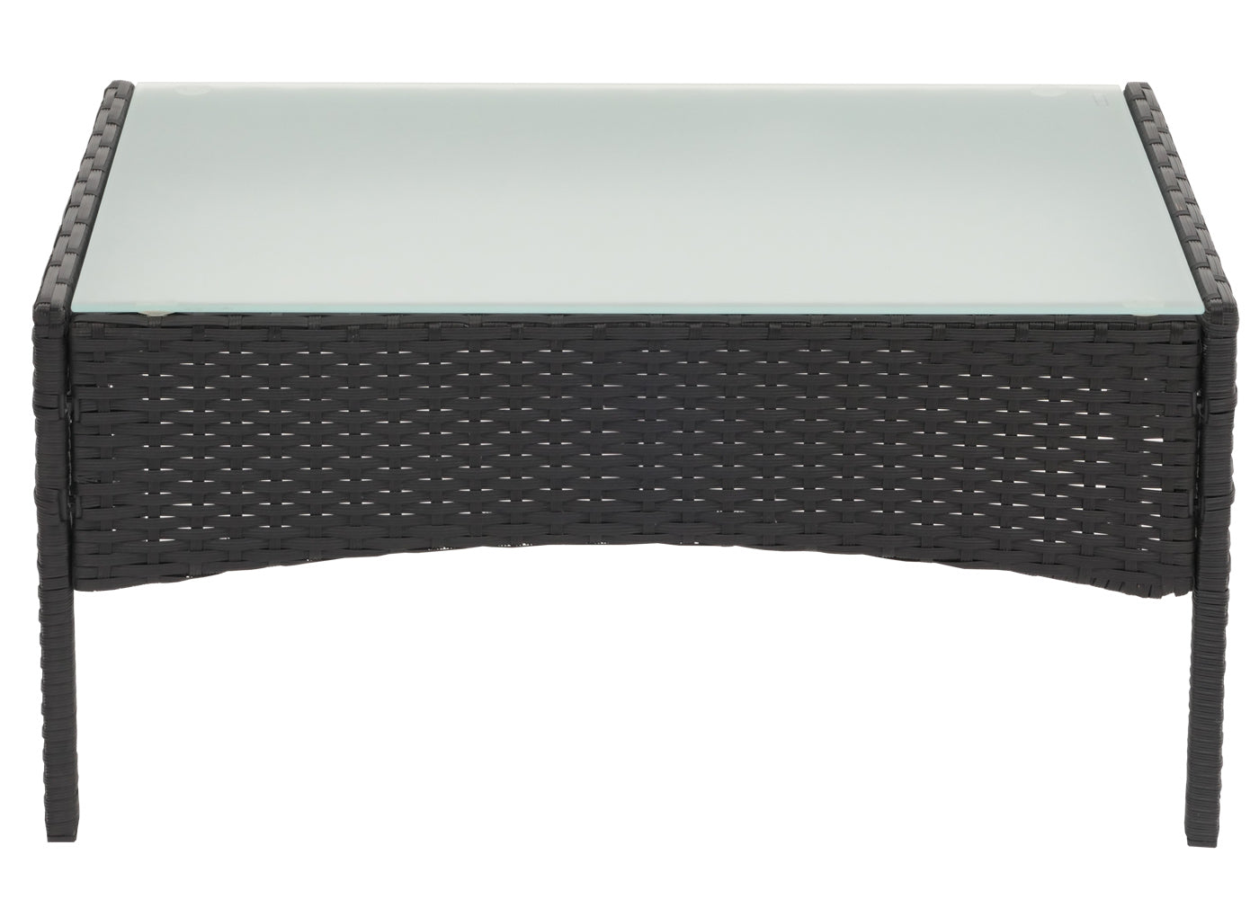 Poly-rattan tuintafel Halden, bijzettafel met glazen blad ~ antraciet