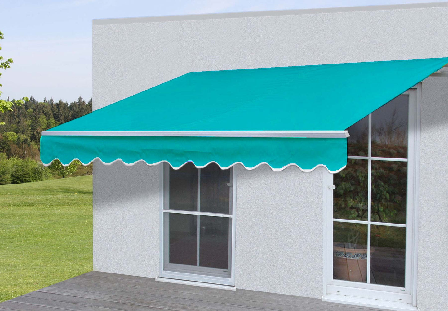Aluminium zonnescherm MCW-E49, klaparm zonnescherm zonwering 2,5x2m ~ Polyester turquoise