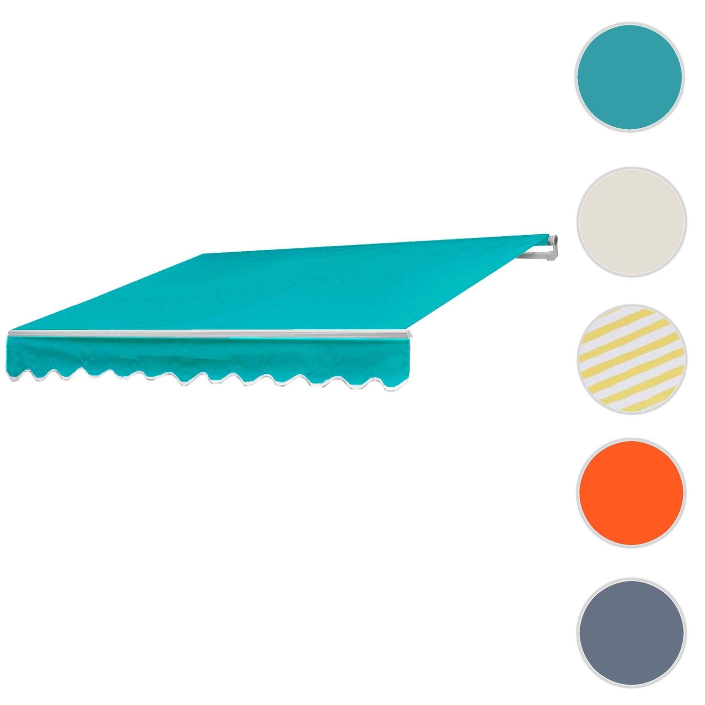Aluminium zonnescherm MCW-E49, klaparm zonnescherm zonwering 2,5x2m ~ Polyester turquoise