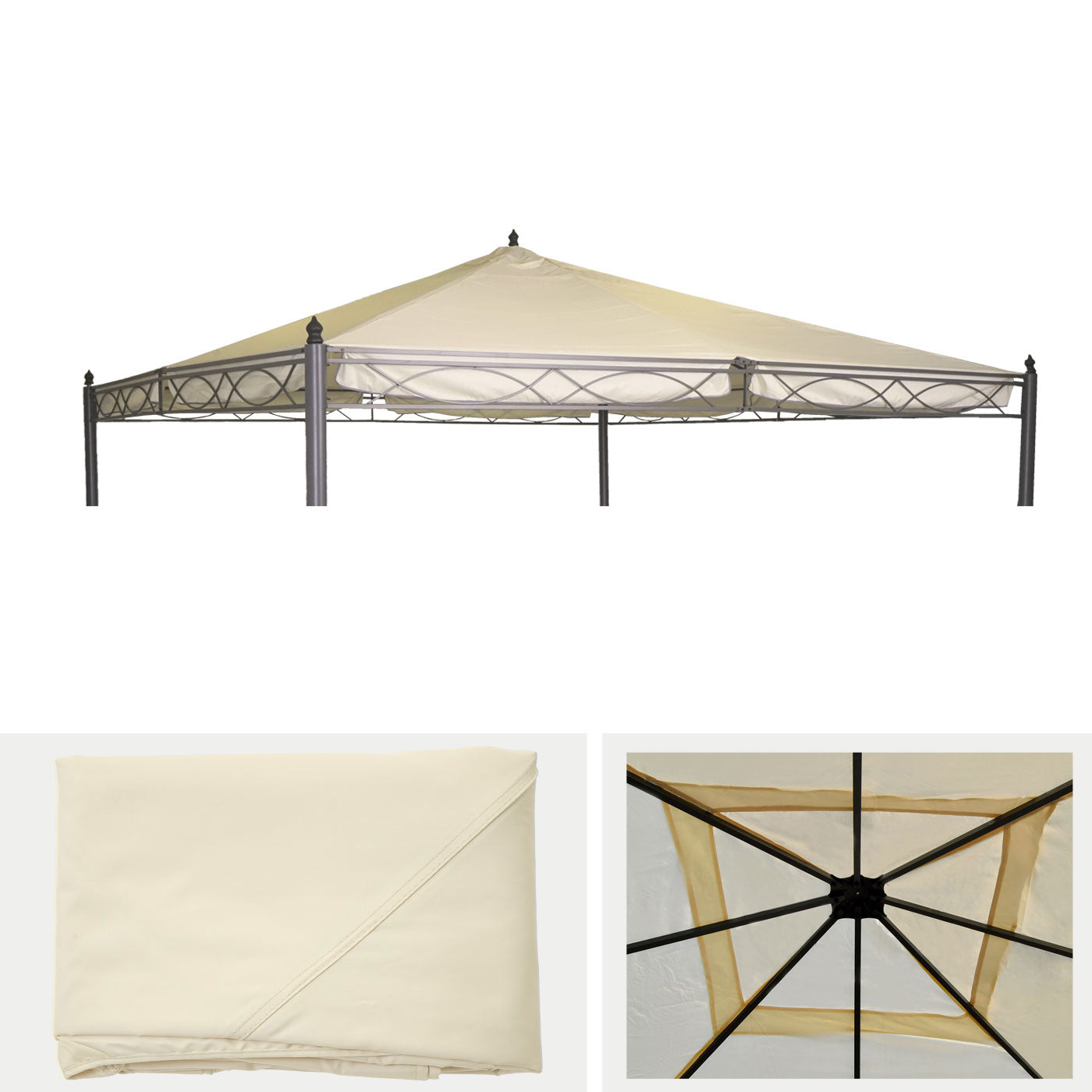 Vervangende afdekking voor pergoladak paviljoen Cadiz 4x4m ~ crème