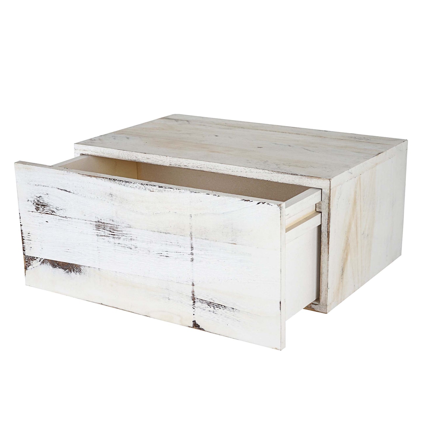 Wandplank MCW-C55, lade plank, shabby-look vintage, 21x46x30cm ~ wit