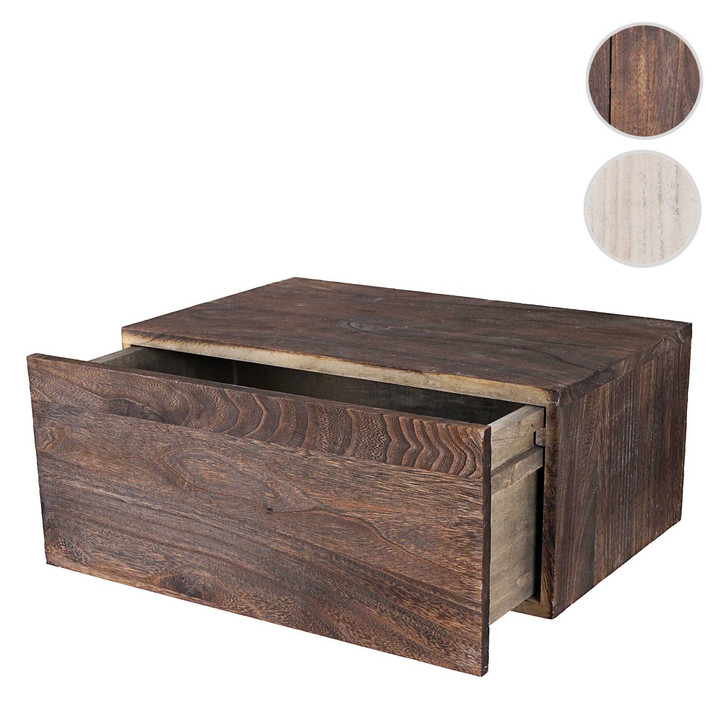 Wandplank MCW-C55, lade plank, shabby-look vintage, 21x46x30cm ~ bruin