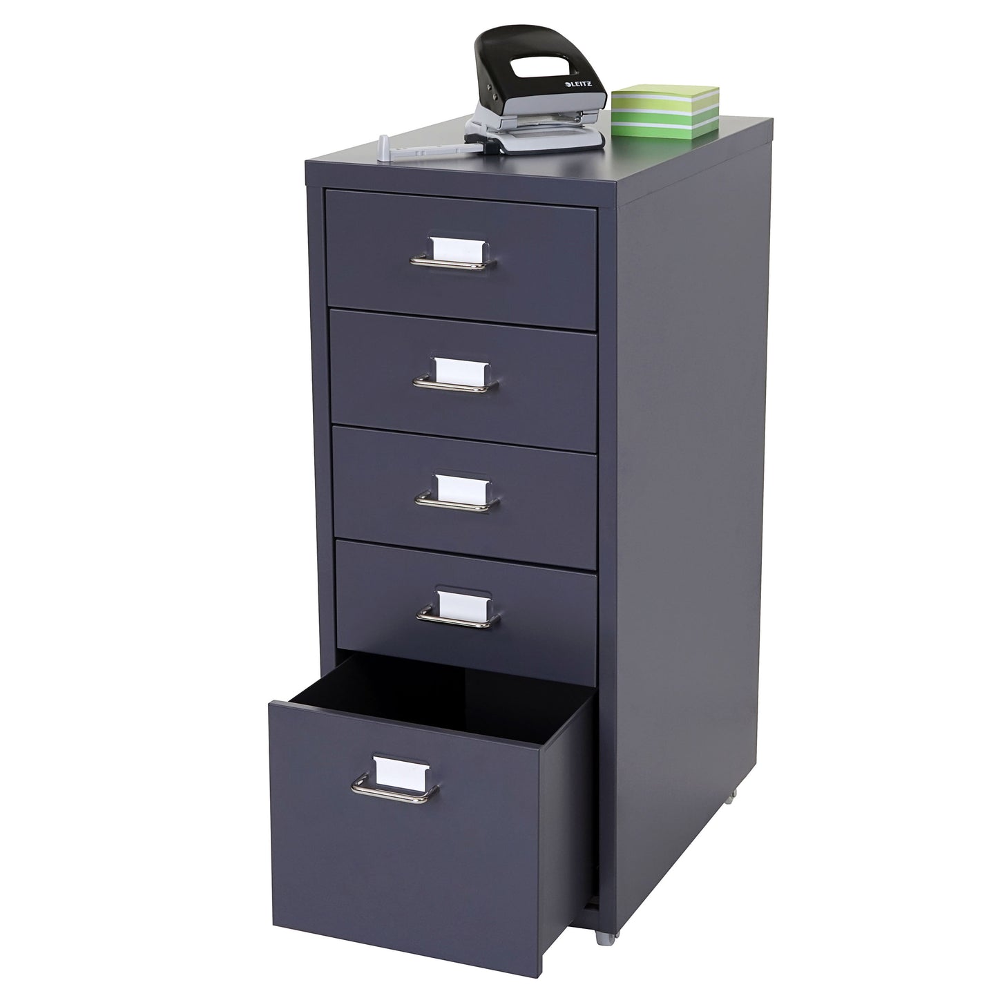 Trolley kast Boston T851, stalen ladekast, 69x28x41cm 5 laden ~ donkergrijs