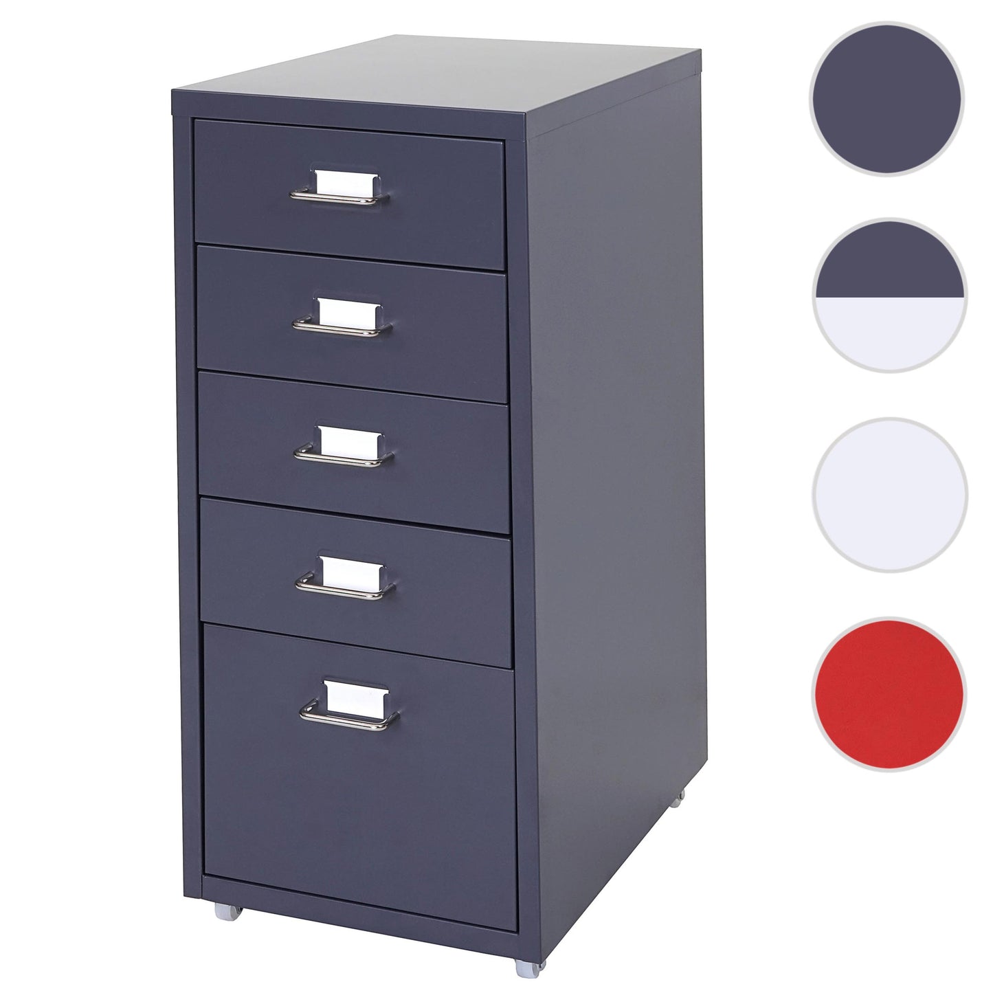 Trolley kast Boston T851, stalen ladekast, 69x28x41cm 5 laden ~ donkergrijs