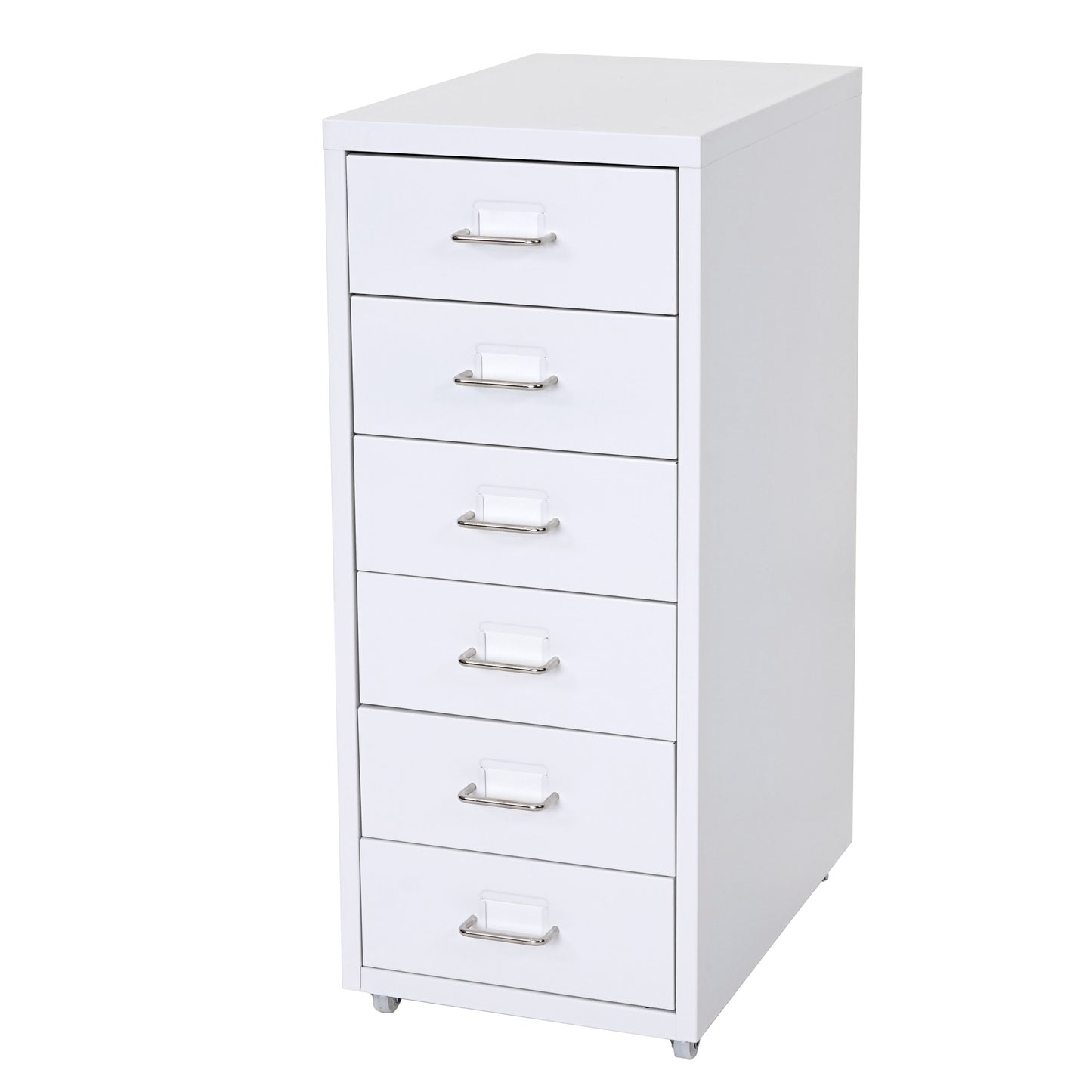 Verrijdbaar onderstel Boston T851, ladekast stalen kast, 69x28x41cm 6 laden ~ wit
