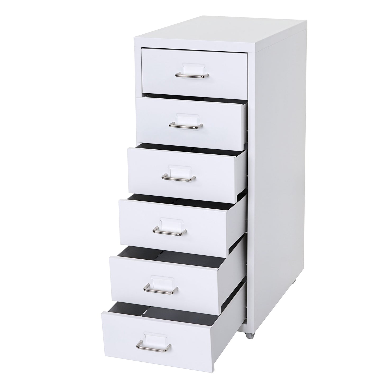Verrijdbaar onderstel Boston T851, ladekast stalen kast, 69x28x41cm 6 laden ~ wit