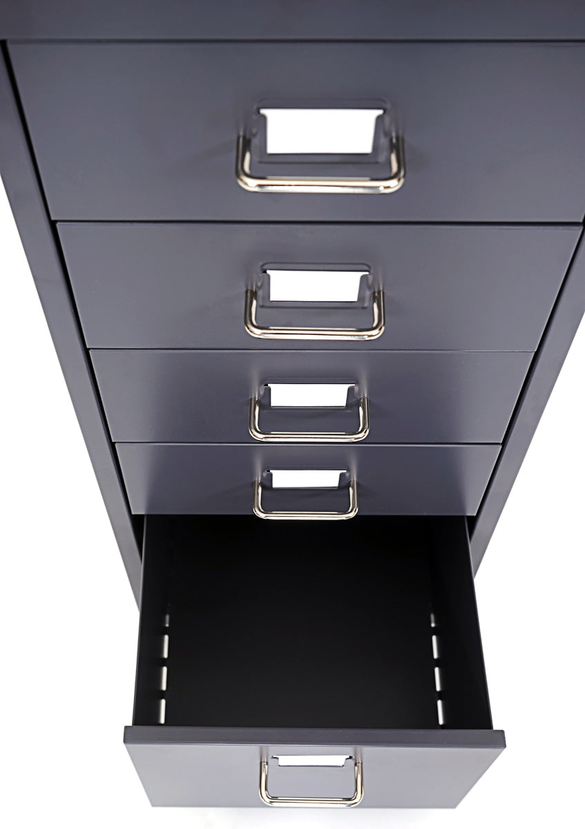 Trolley kast Boston T851, stalen ladekast, 69x28x41cm 5 laden ~ donkergrijs