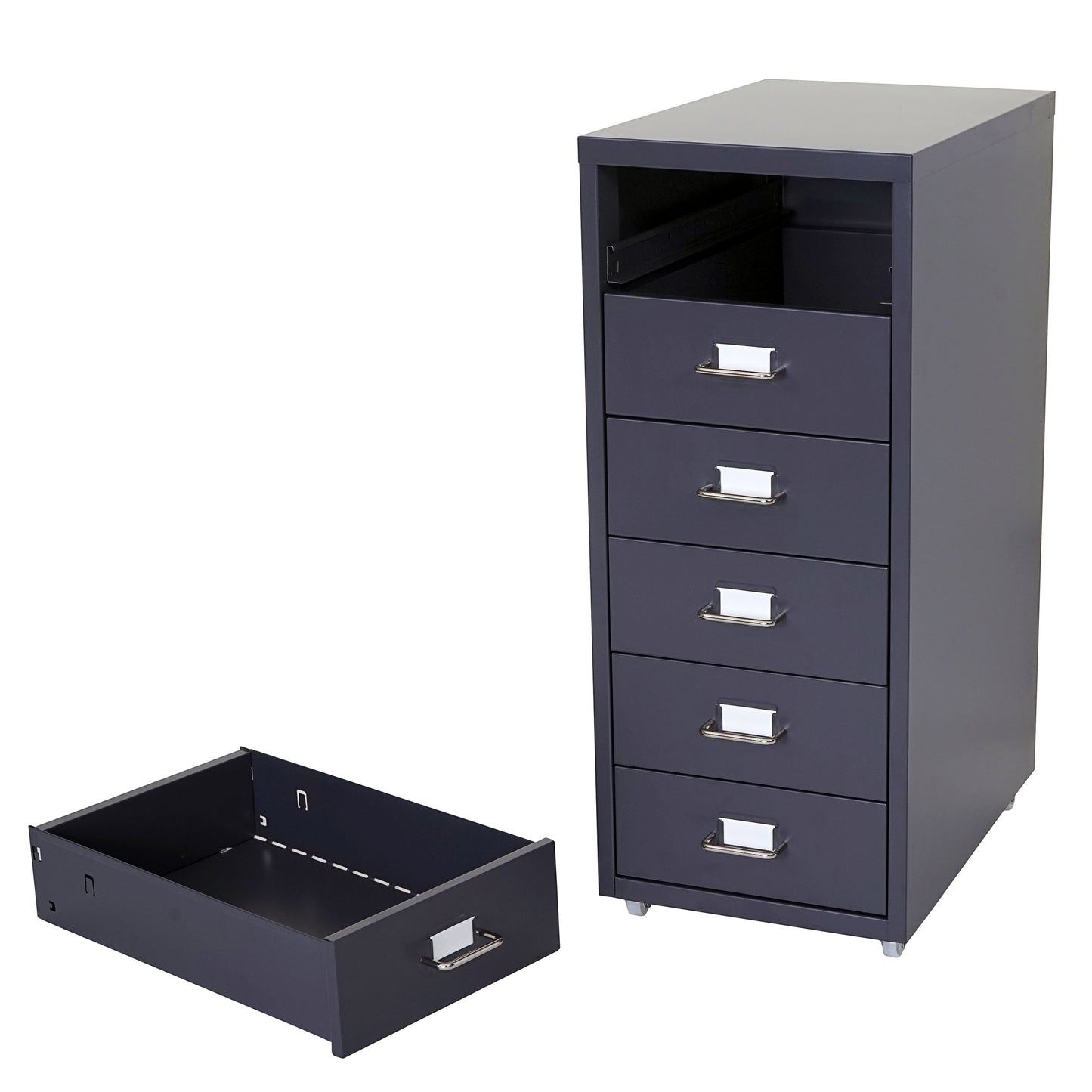 Verrijdbaar onderstel Boston T851, ladekast stalen kast, 69x28x41cm 6 laden ~ donkergrijs