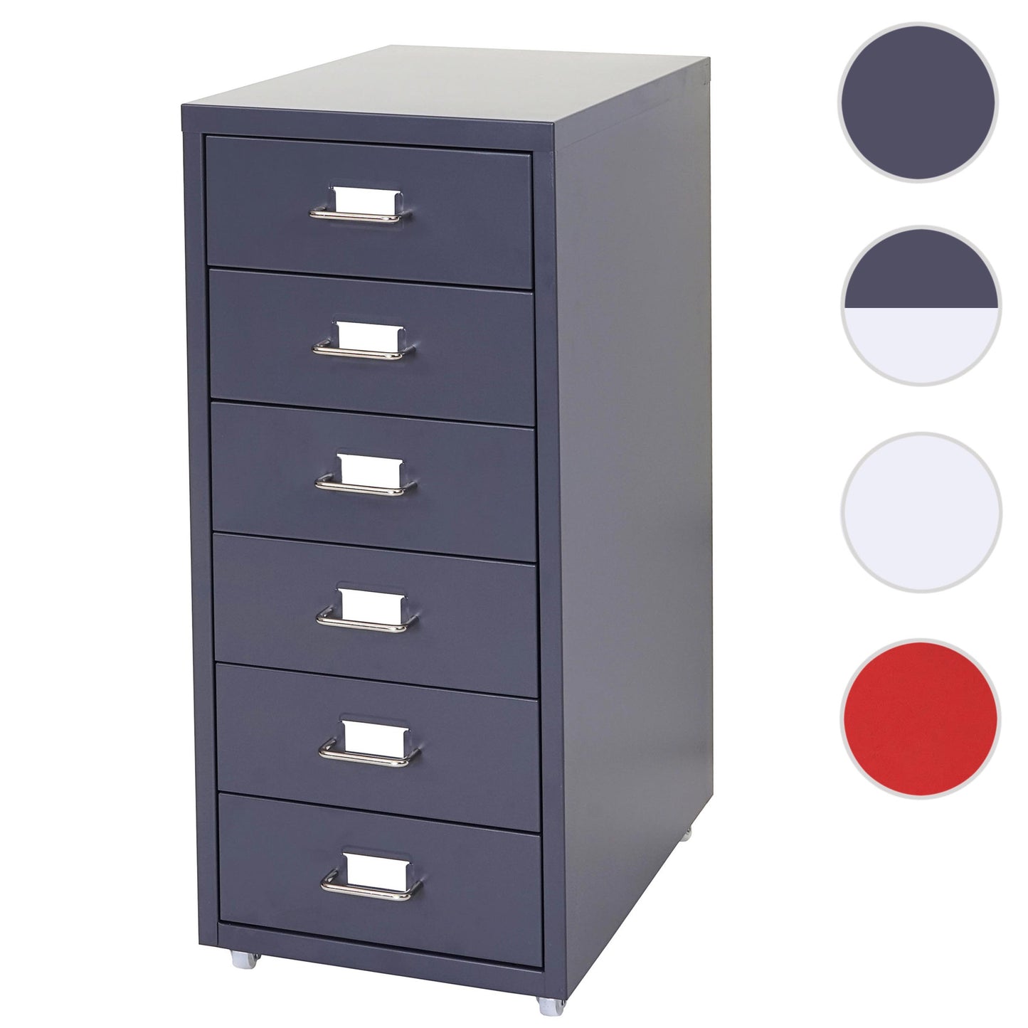 Verrijdbaar onderstel Boston T851, ladekast stalen kast, 69x28x41cm 6 laden ~ donkergrijs