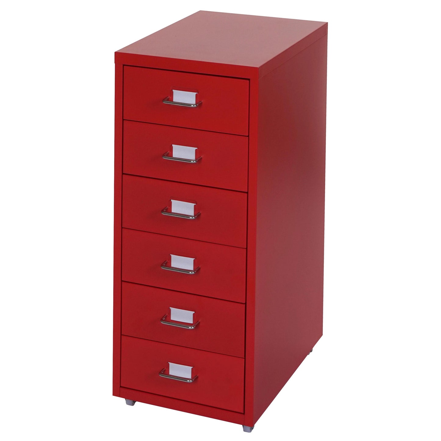 Trolley kast Boston T851, stalen ladekast, 69x28x41cm 6 laden ~ rood