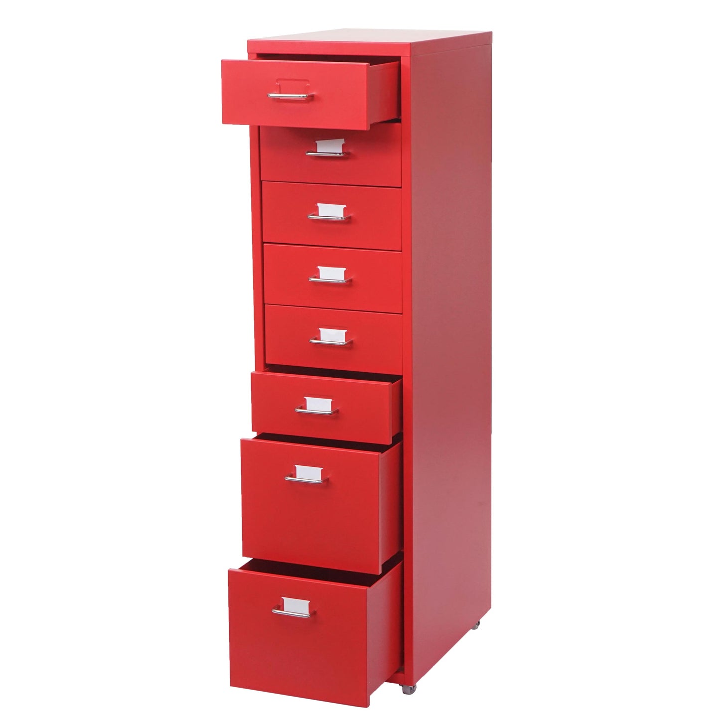 Trolley kast Boston T851, stalen ladekast, 110x28x41cm 8 laden ~ rood