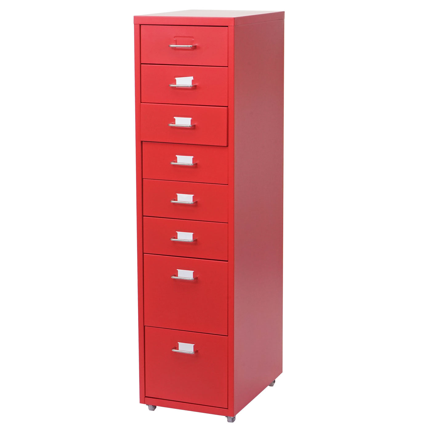 Trolley kast Boston T851, stalen ladekast, 110x28x41cm 8 laden ~ rood