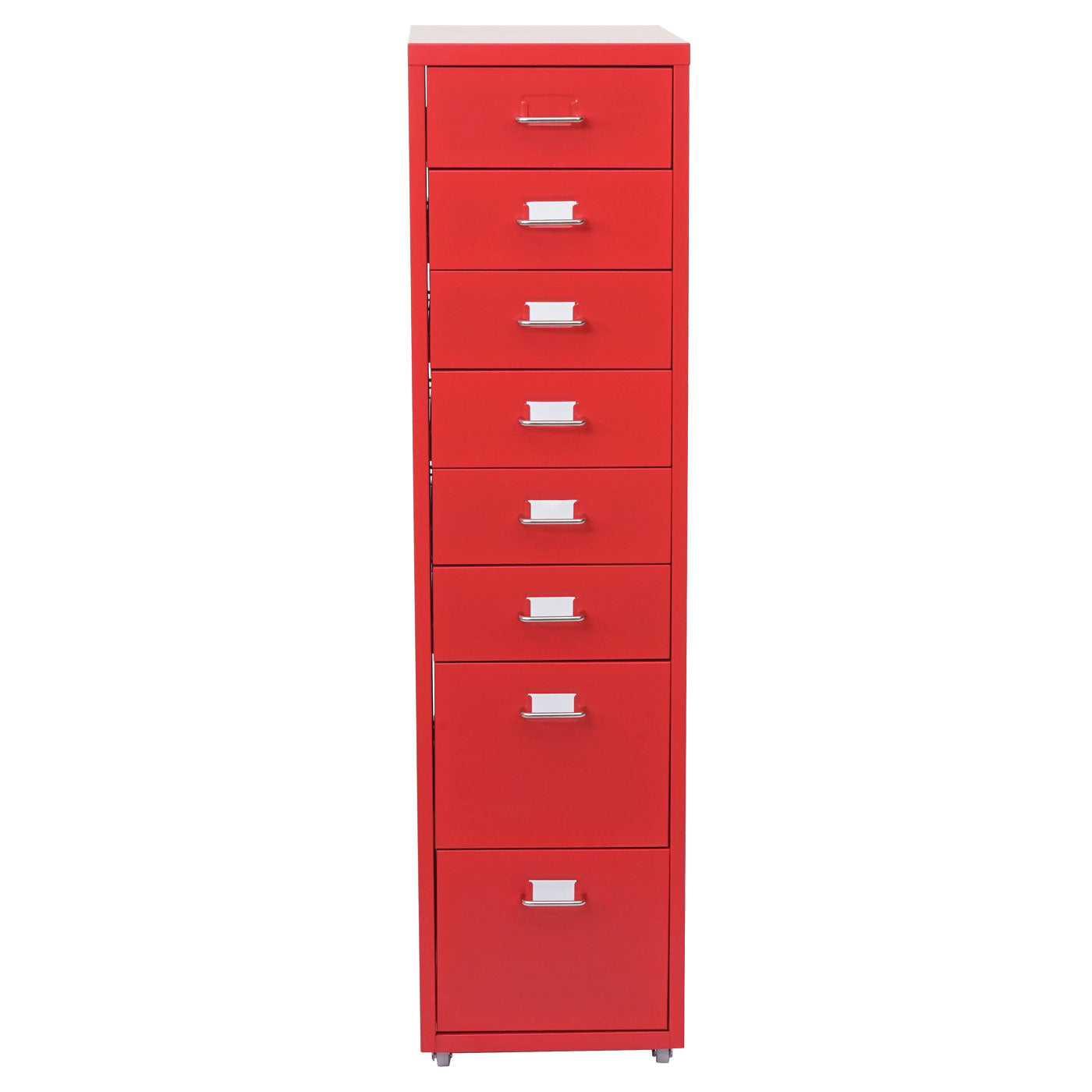 Trolley kast Boston T851, stalen ladekast, 110x28x41cm 8 laden ~ rood